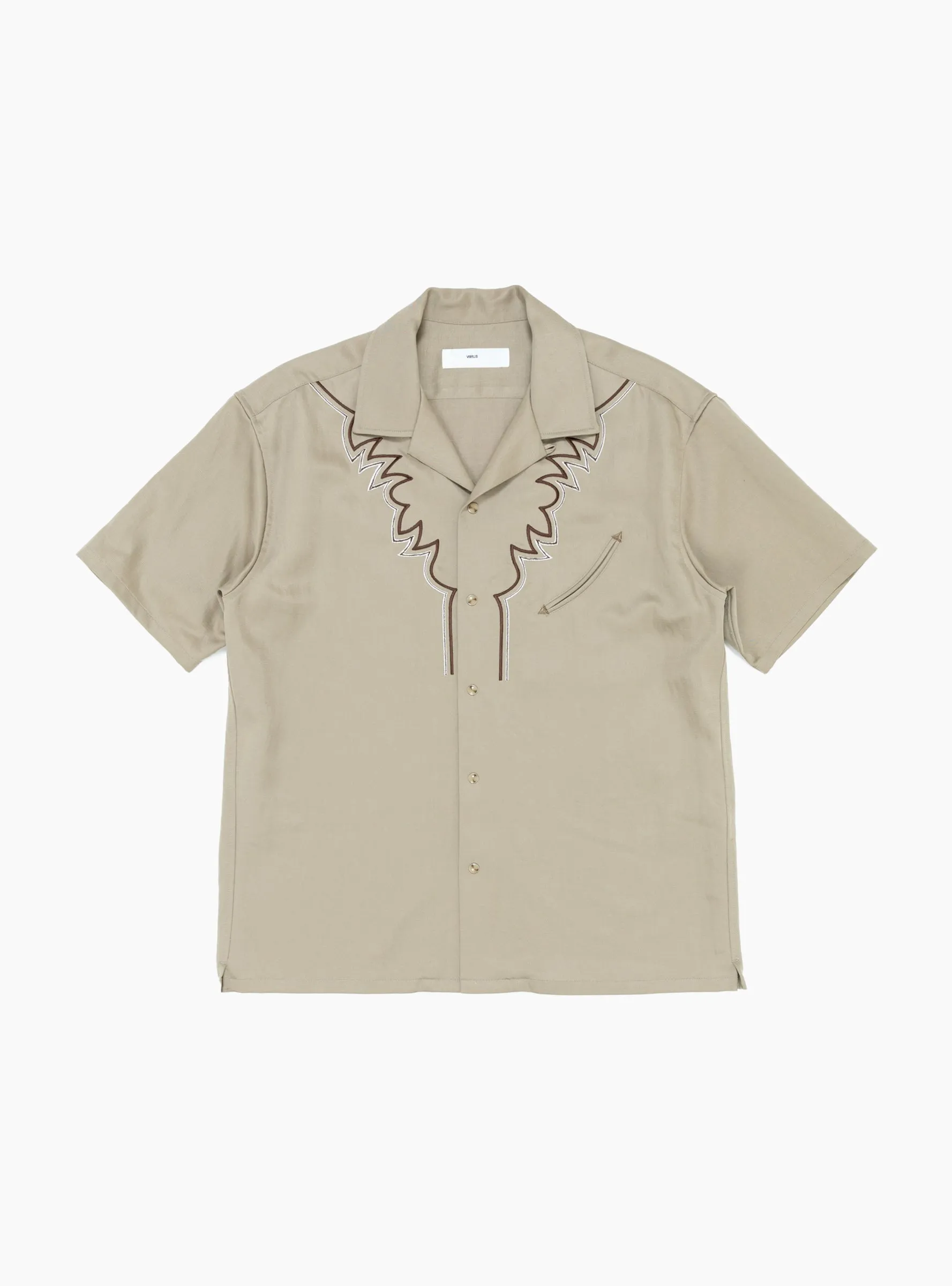 Embroidered Western Shirt Beige