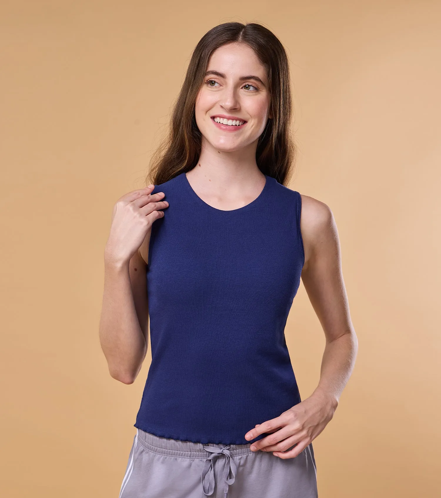 Enamor E310 Crop Top - Cotton Rib In-Built Shelf Bra Crop Top for Comfortable and Stylish Support