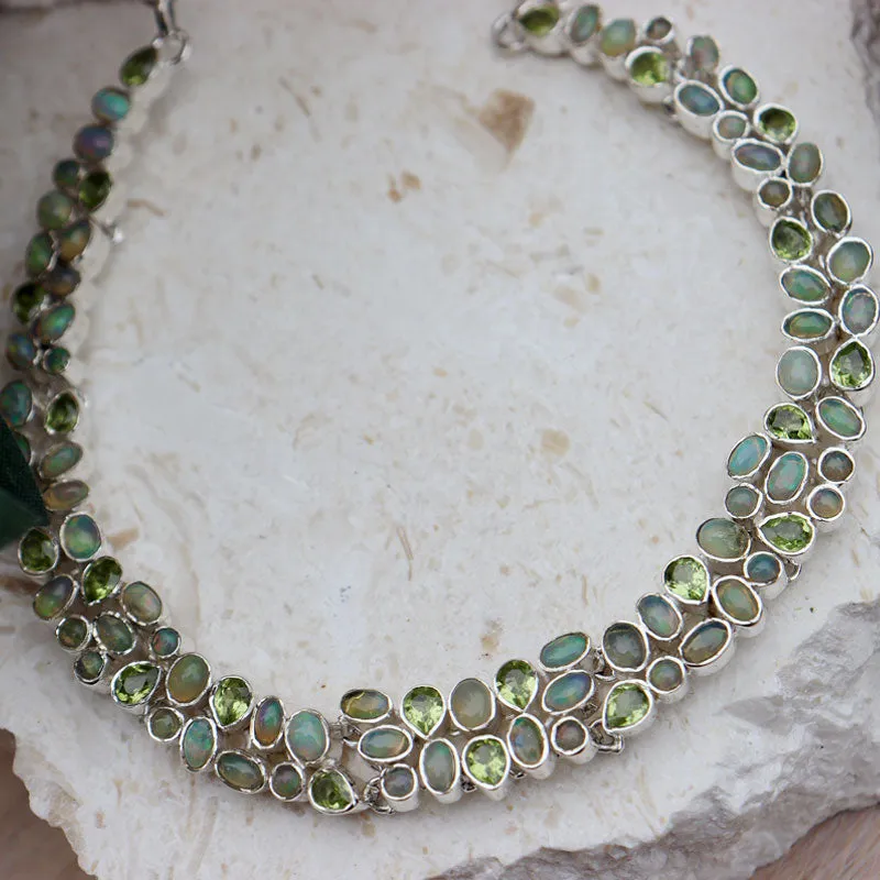 Ethiopian Opal Peridot Necklace