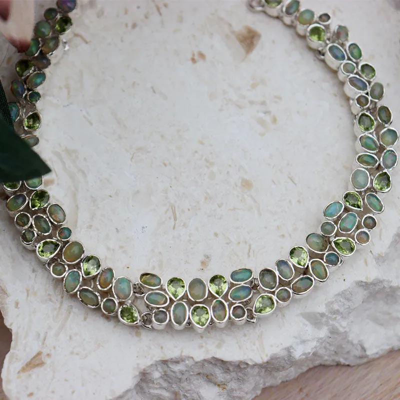 Ethiopian Opal Peridot Necklace