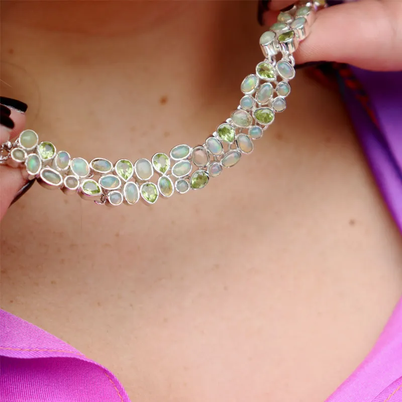 Ethiopian Opal Peridot Necklace