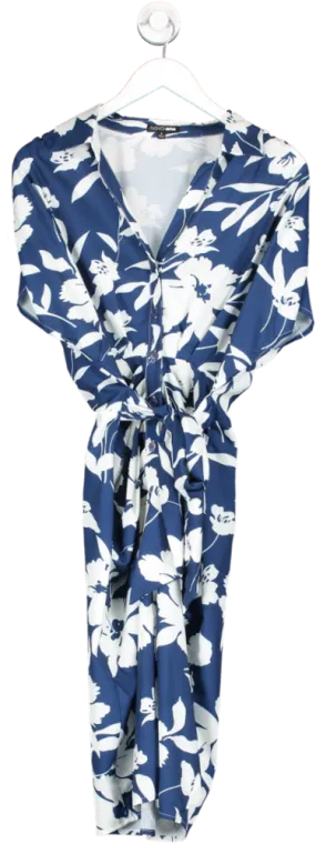 Fashion Nova Blue Floral Emotions Shirt Dress UK S