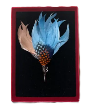 Feather Brooch - Blues and Oranges