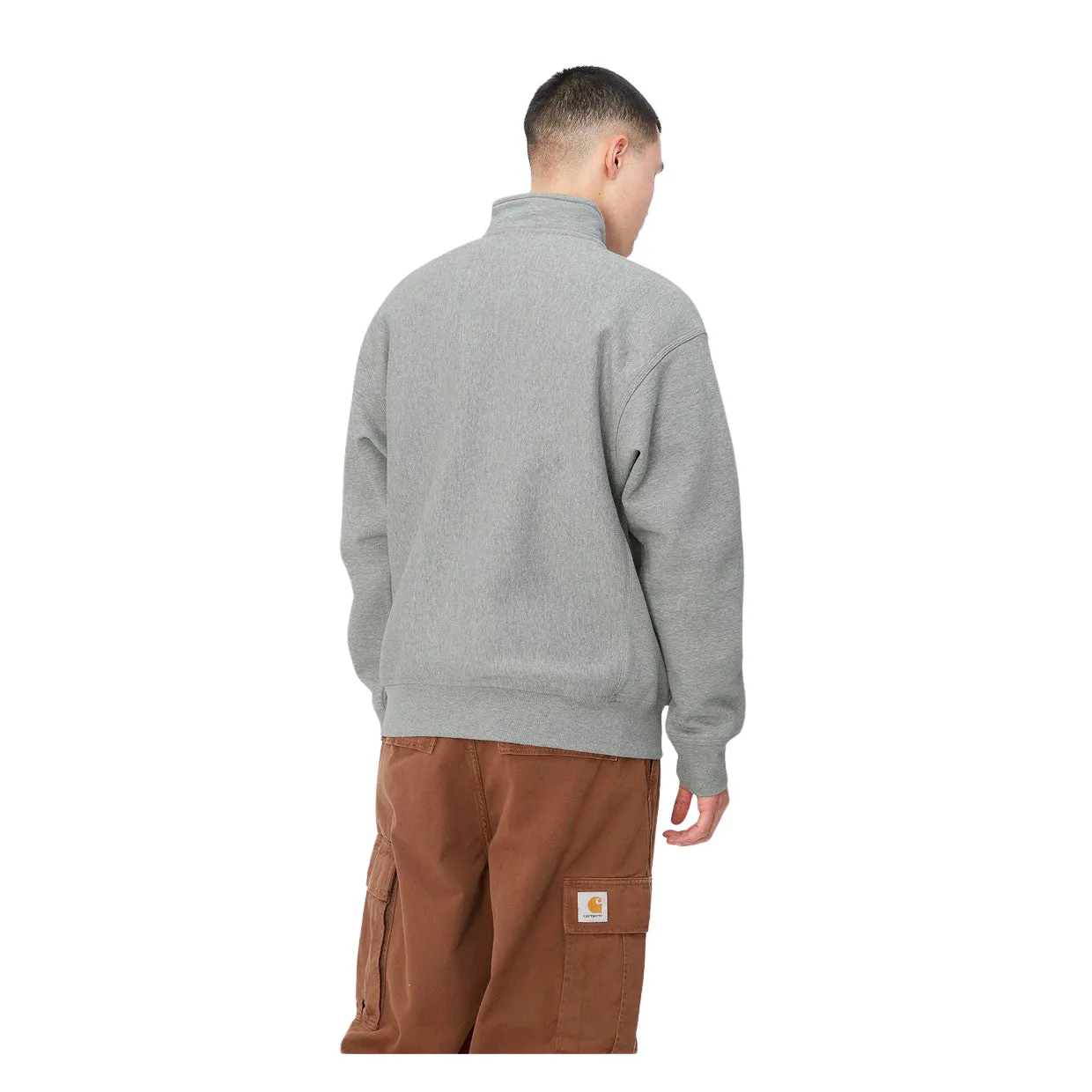 Felpa Uomo Carhartt WIP Half Zip American Script Grigio