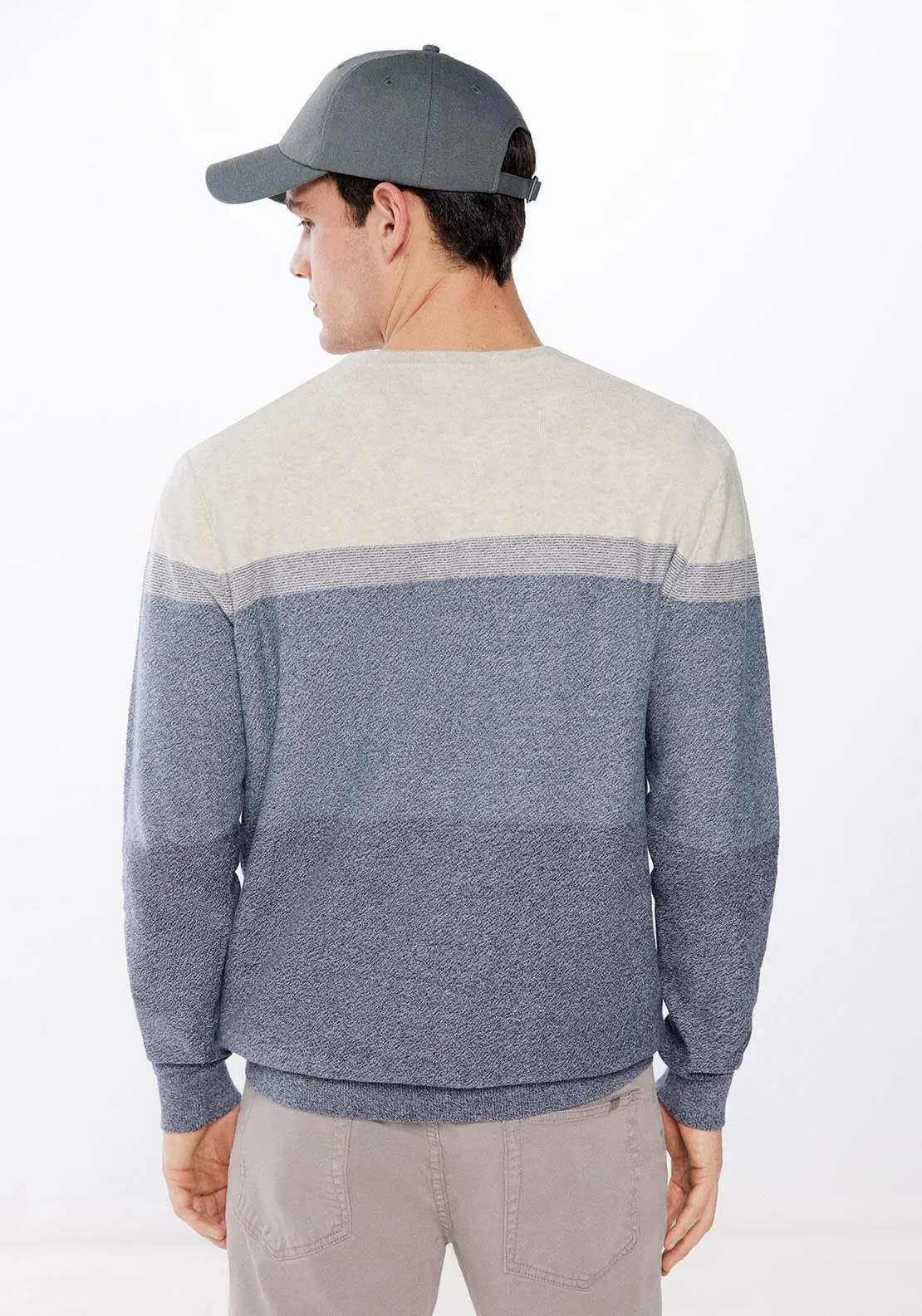 Fine Wool Twist Block Knit - Blue