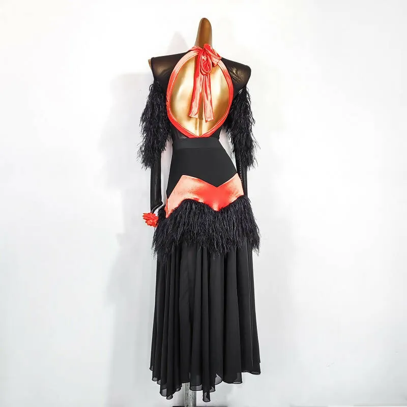 Flame-Kissed Harmony Ballroom Dancing Practice Wear| ADL86