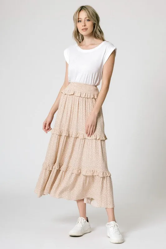 Floral Maxi Skirt in TBeige