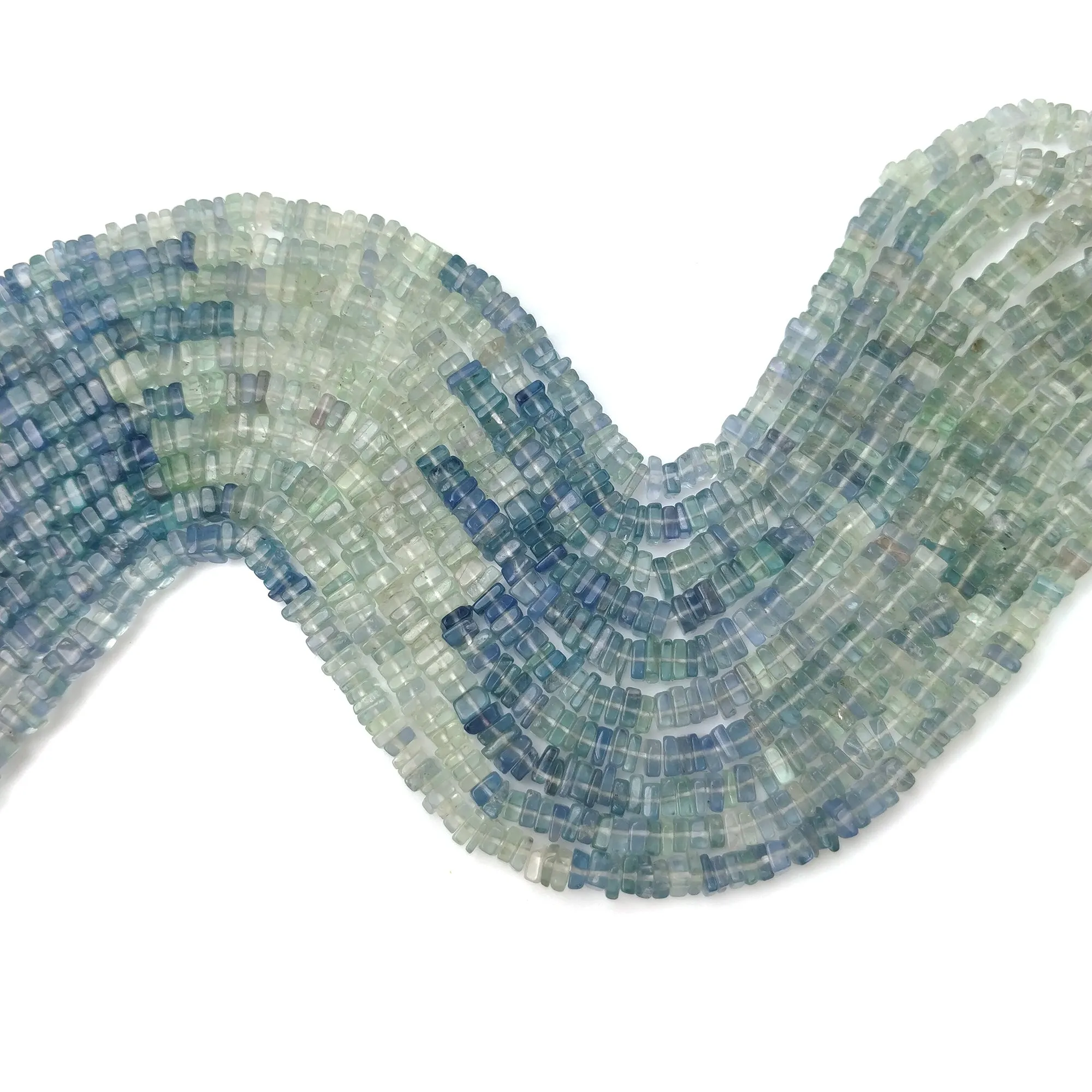 FLUORITE Gemstone Loose BEADS : Natural Untreated GREEN Fluorite Gemstone Loose Square Heishe Statement 16" Approx Beads