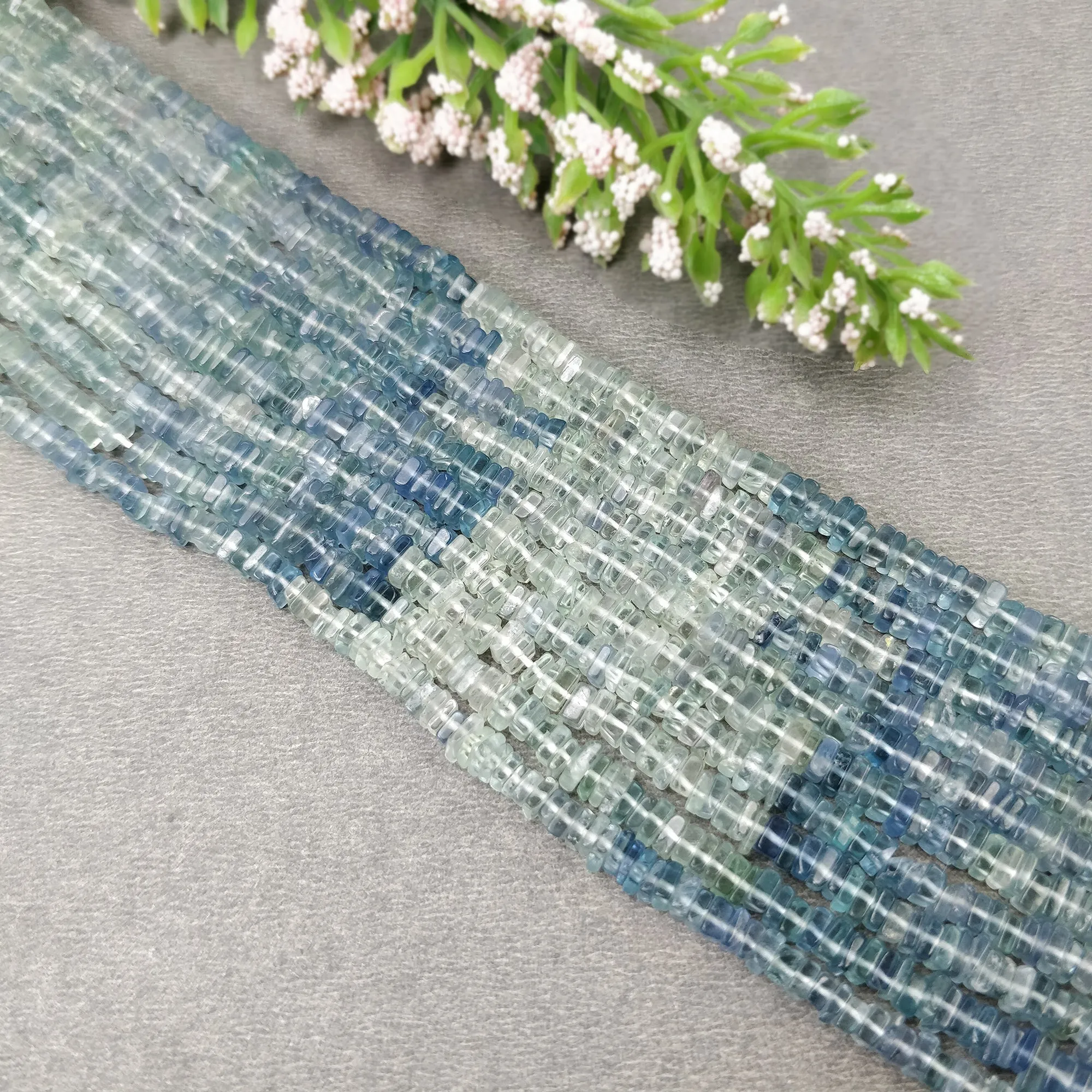 FLUORITE Gemstone Loose BEADS : Natural Untreated GREEN Fluorite Gemstone Loose Square Heishe Statement 16" Approx Beads