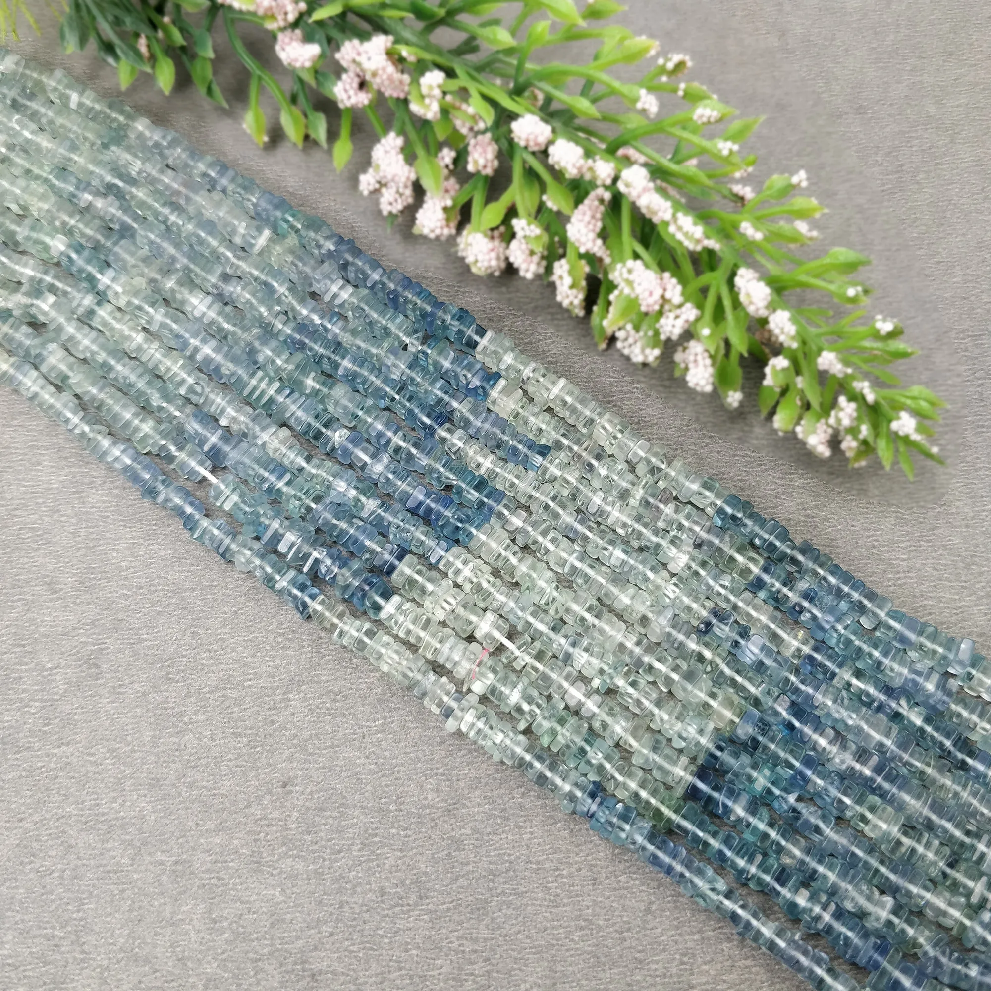 FLUORITE Gemstone Loose BEADS : Natural Untreated GREEN Fluorite Gemstone Loose Square Heishe Statement 16" Approx Beads