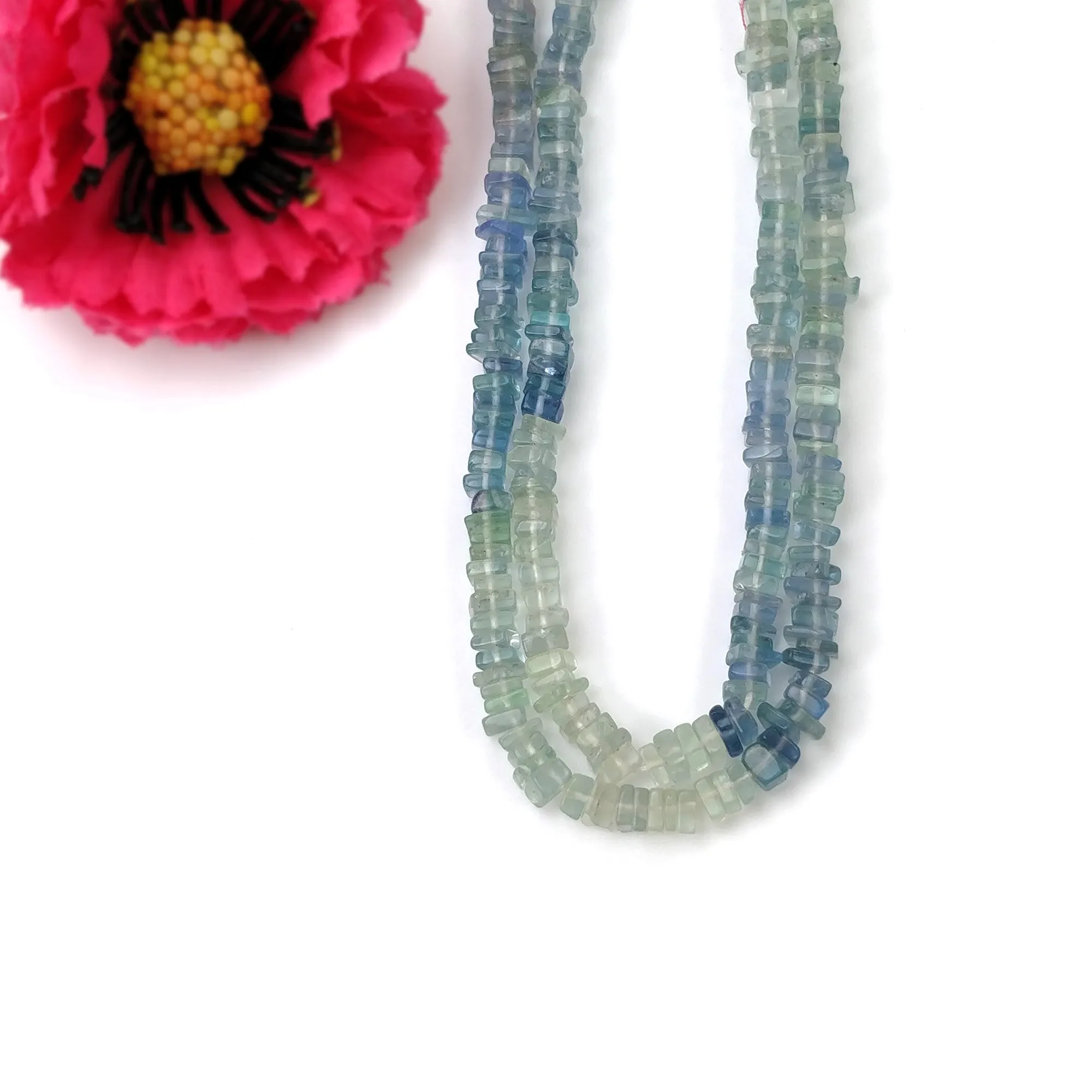 FLUORITE Gemstone Loose BEADS : Natural Untreated GREEN Fluorite Gemstone Loose Square Heishe Statement 16" Approx Beads