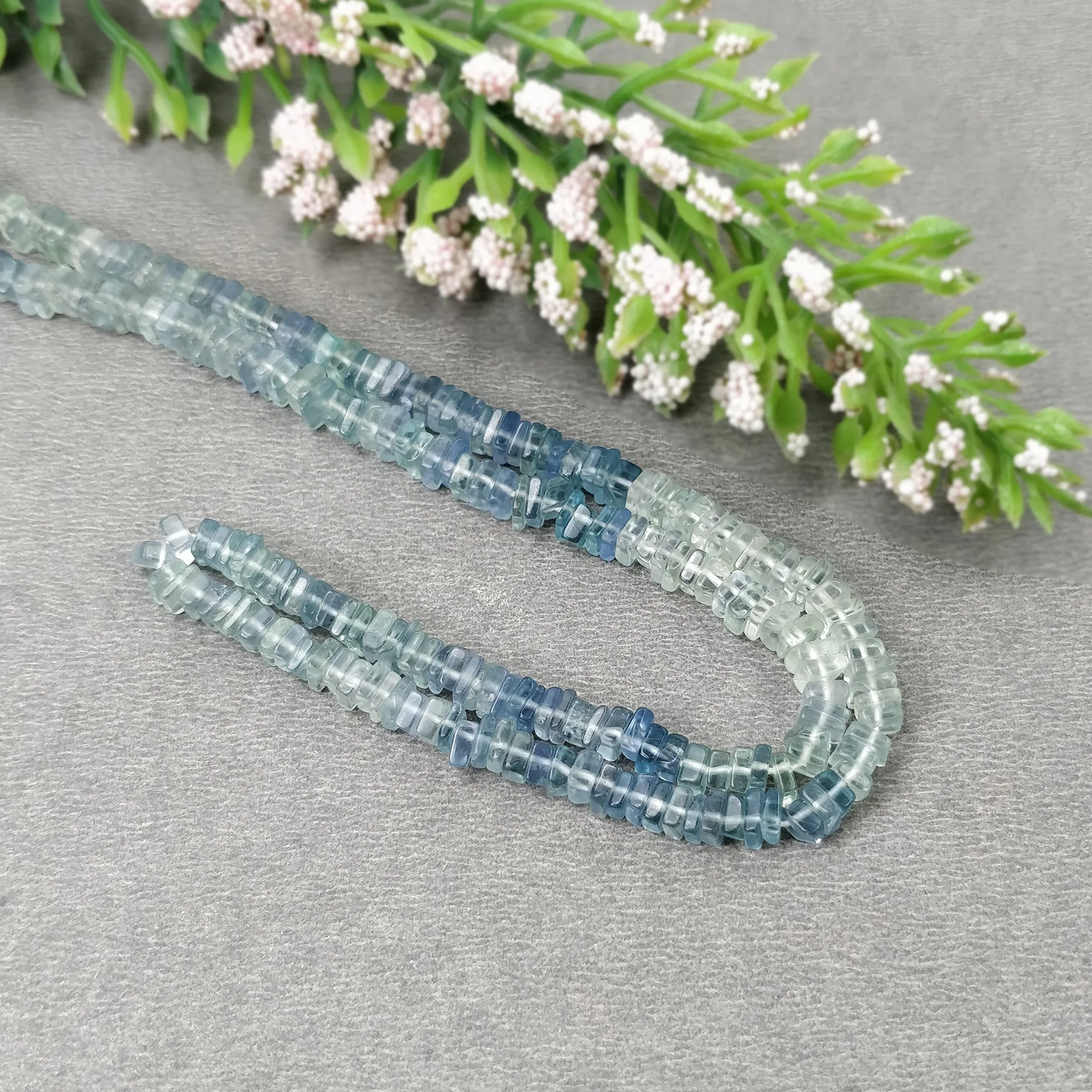 FLUORITE Gemstone Loose BEADS : Natural Untreated GREEN Fluorite Gemstone Loose Square Heishe Statement 16" Approx Beads