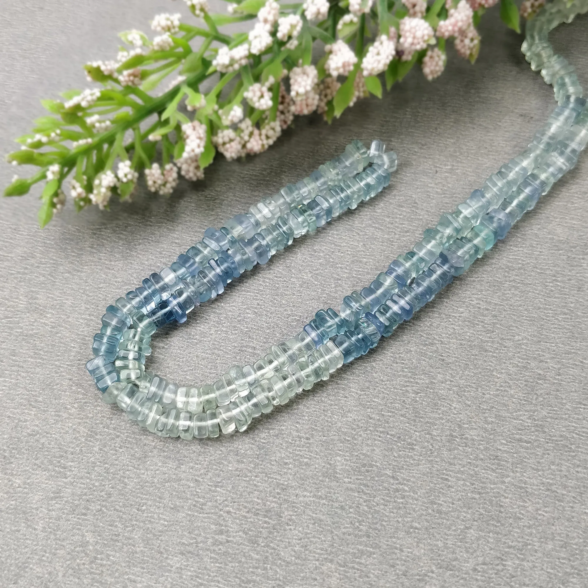 FLUORITE Gemstone Loose BEADS : Natural Untreated GREEN Fluorite Gemstone Loose Square Heishe Statement 16" Approx Beads