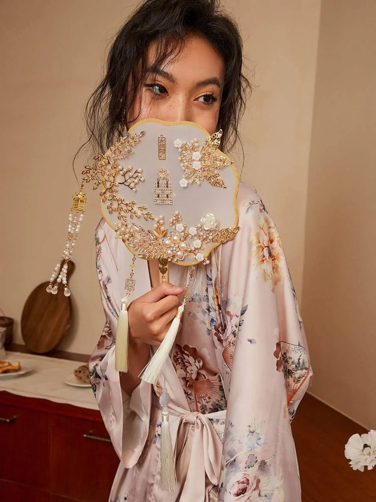 Folding Fan Kimono Robe