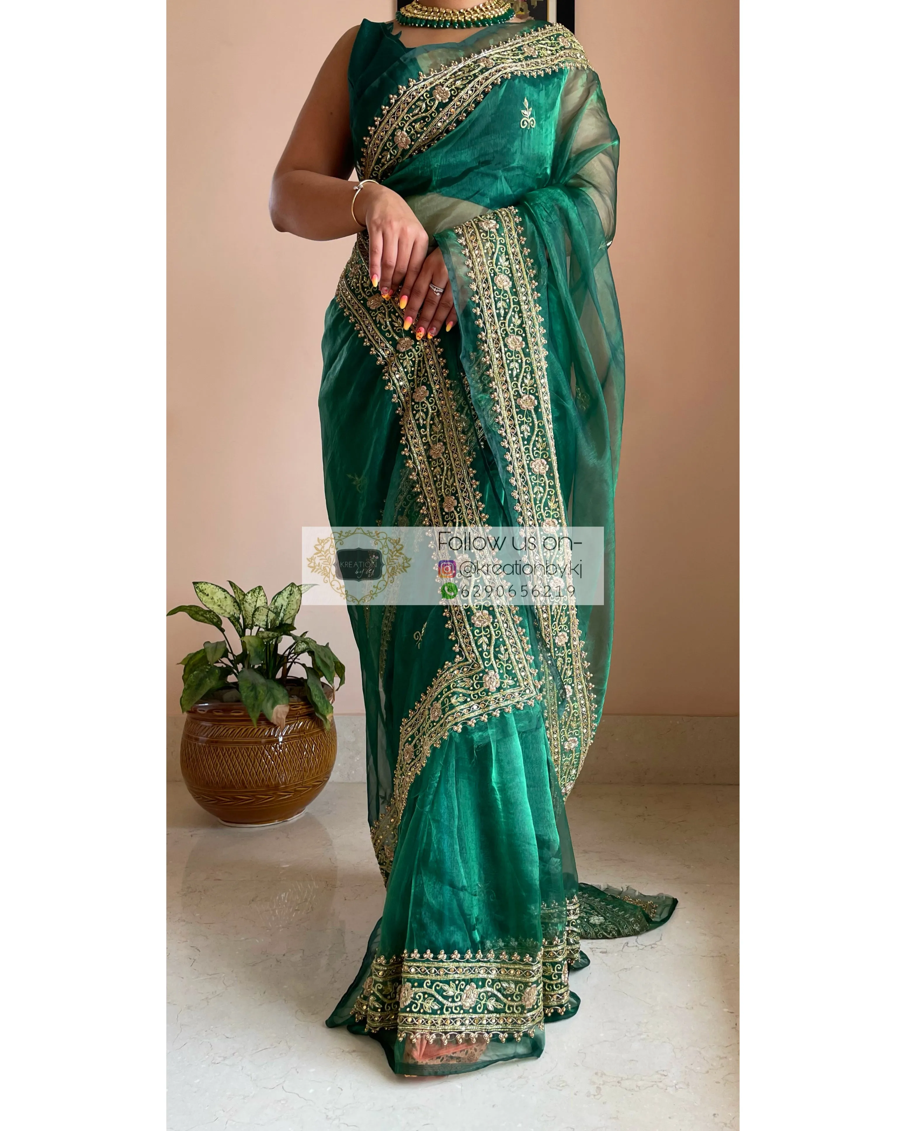 Forest Green Zarina Saree