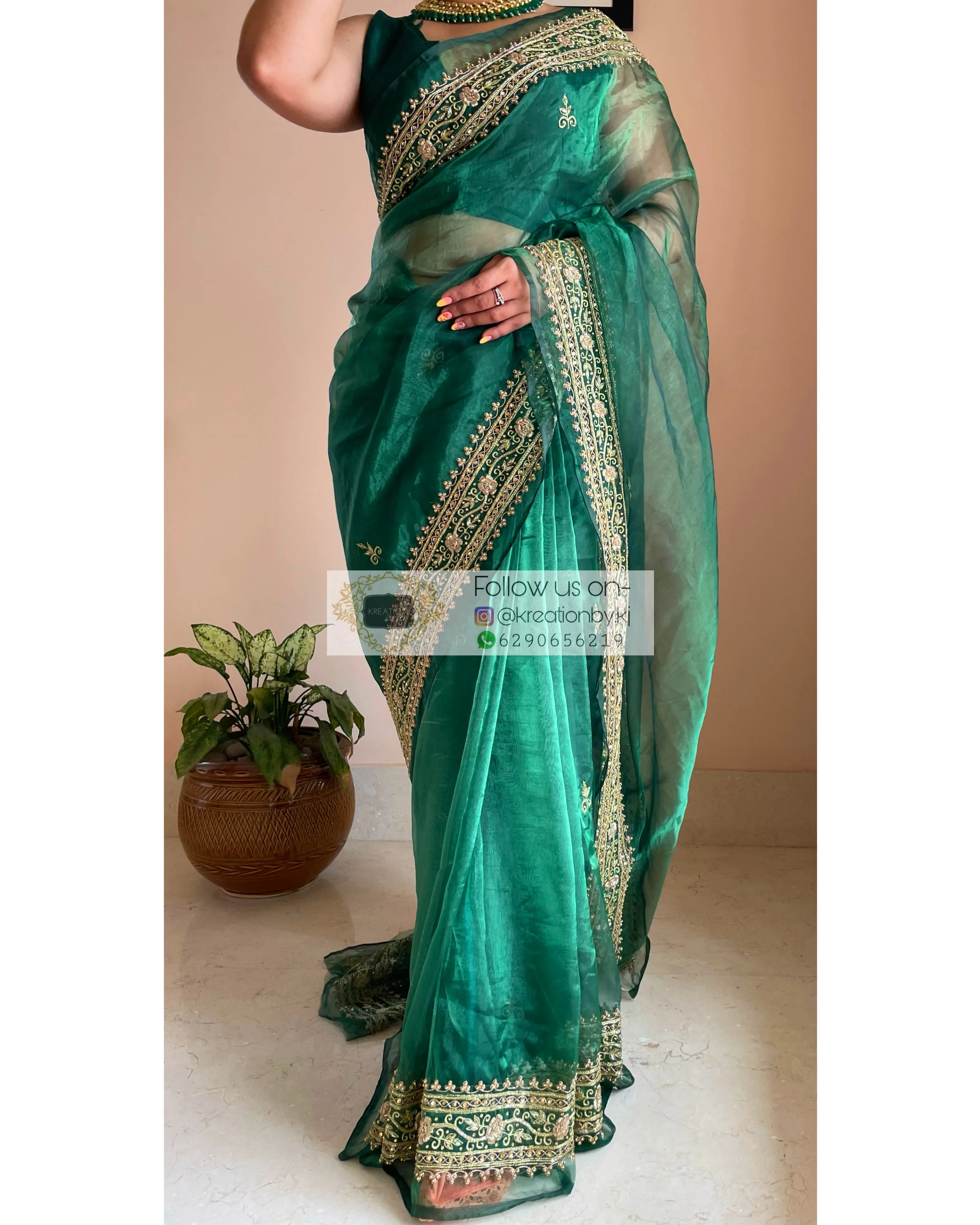 Forest Green Zarina Saree