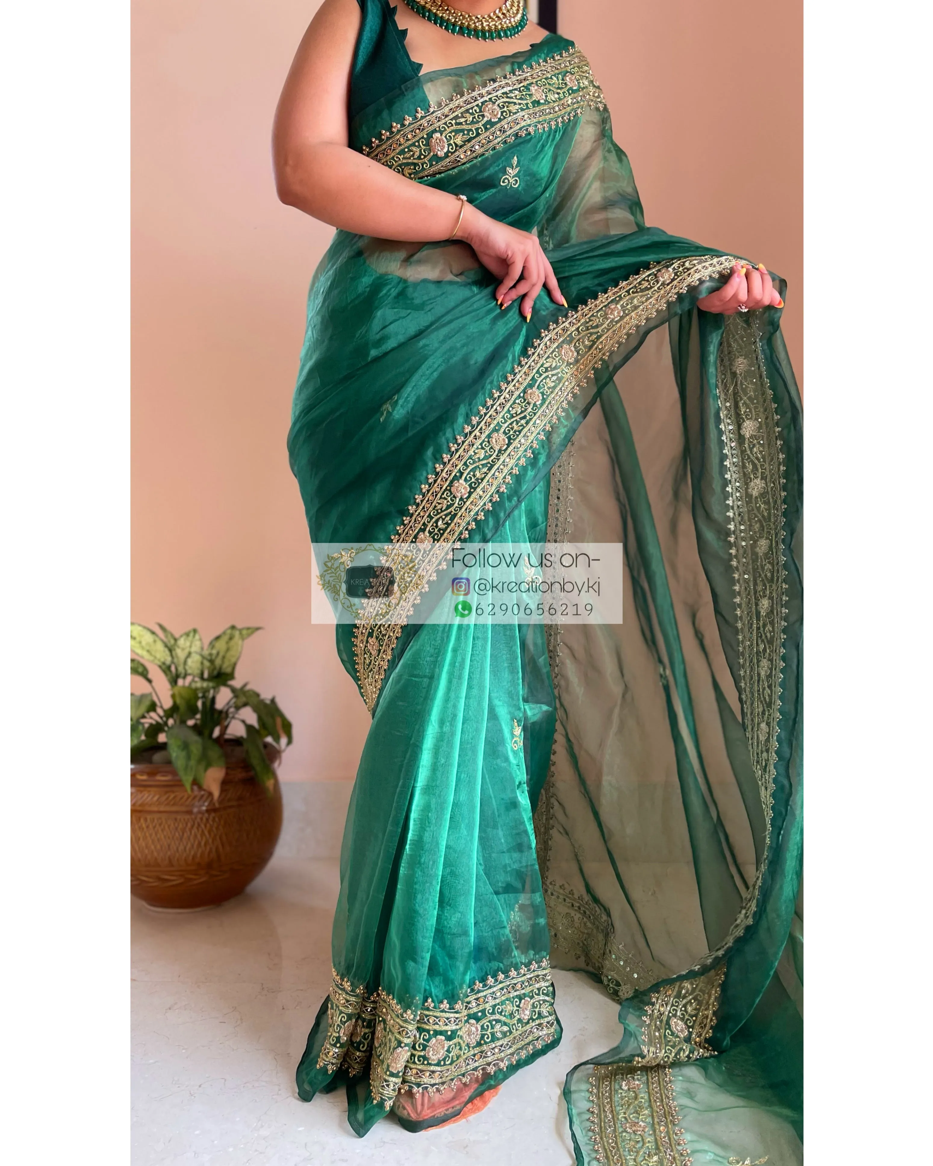 Forest Green Zarina Saree