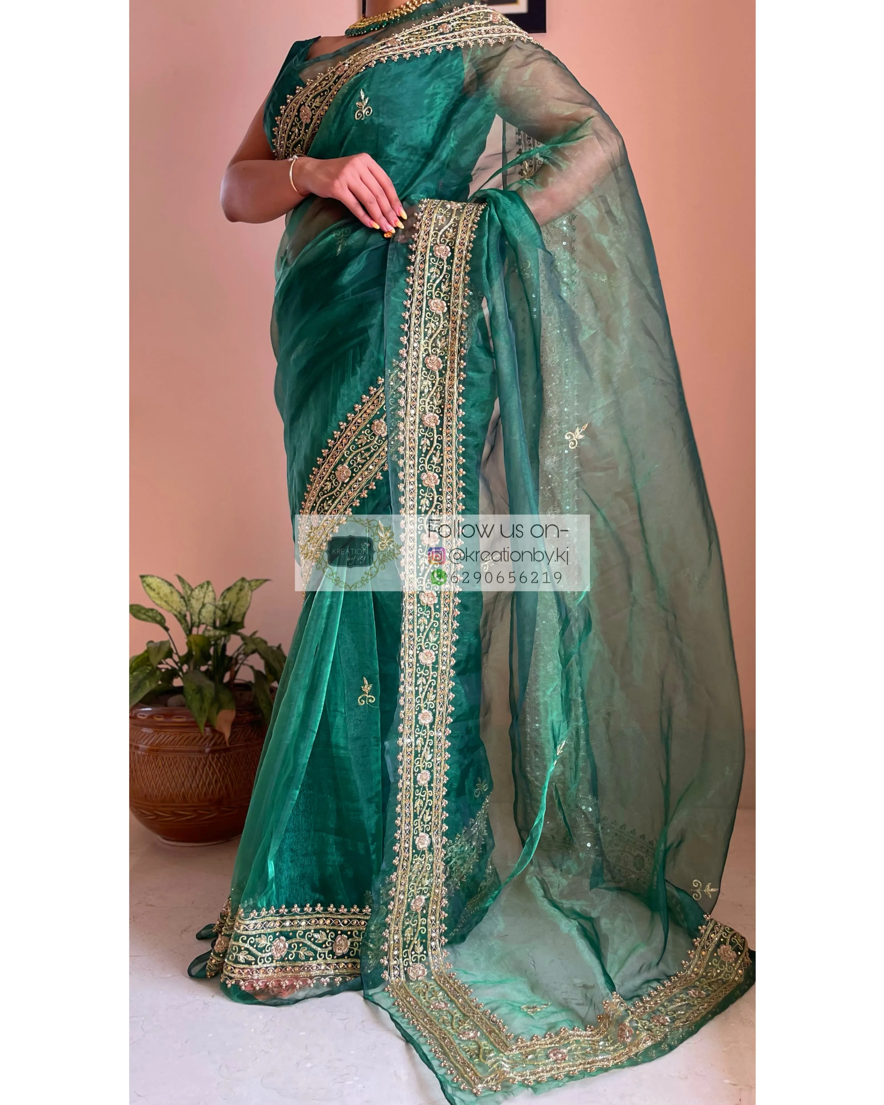 Forest Green Zarina Saree