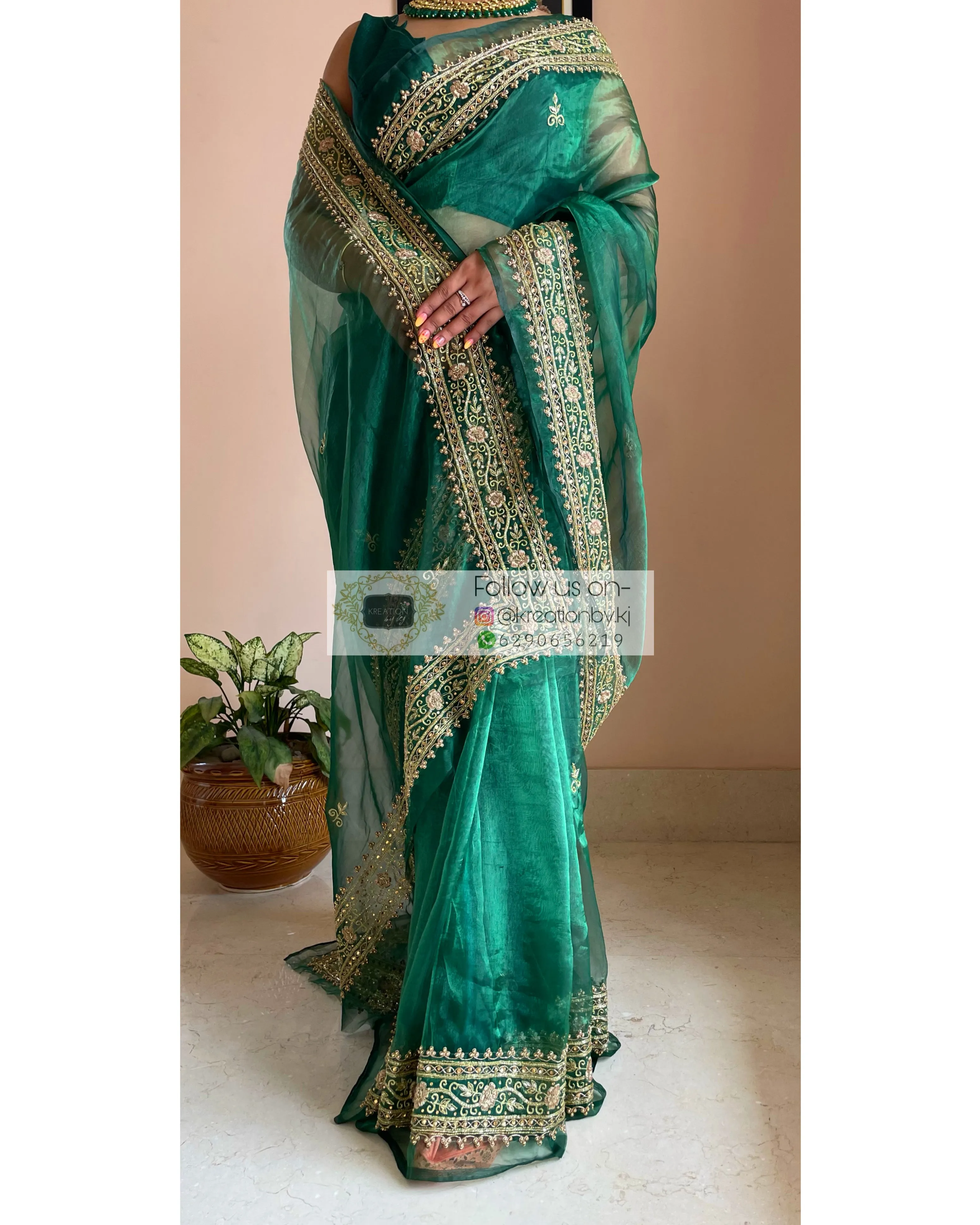 Forest Green Zarina Saree