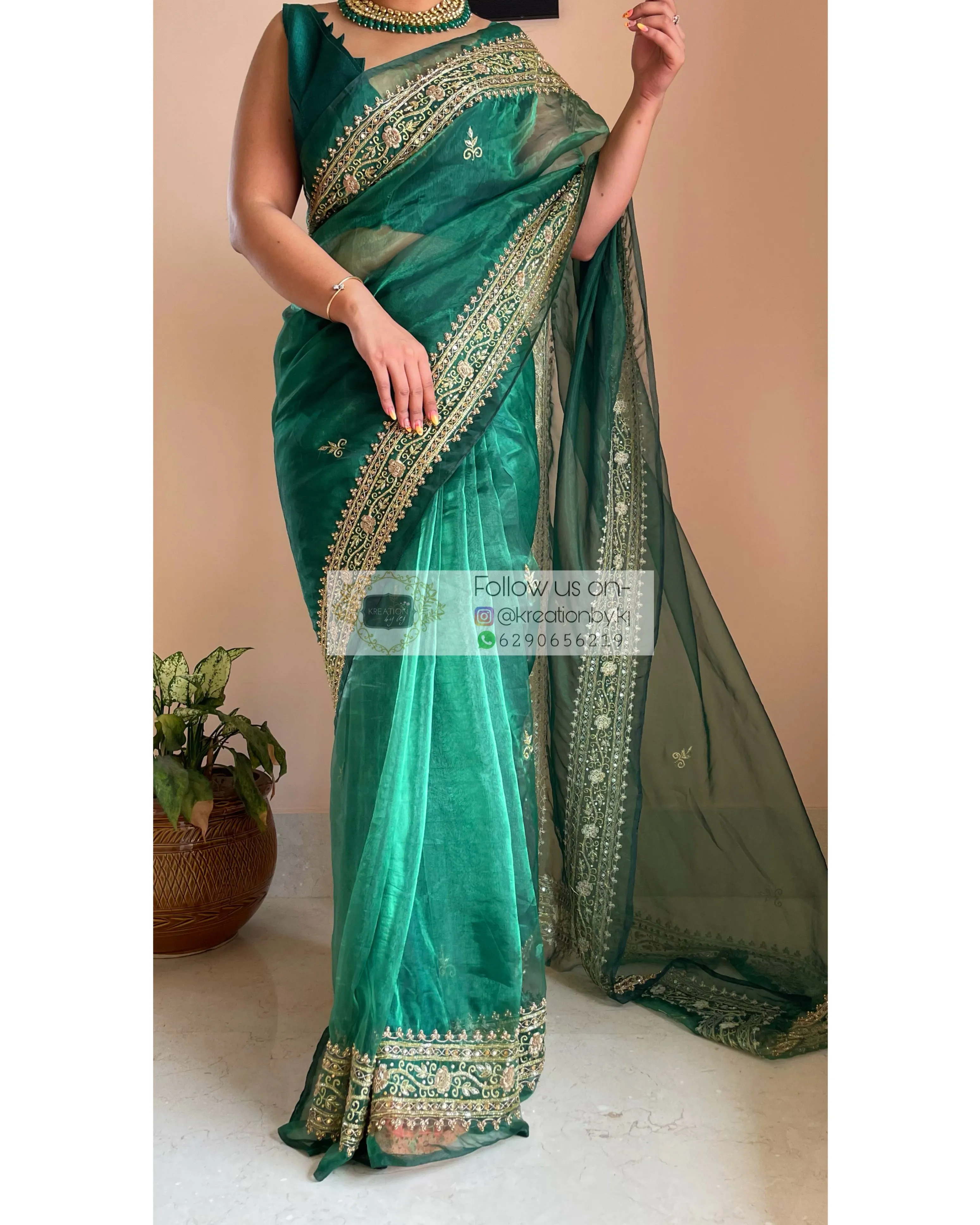 Forest Green Zarina Saree