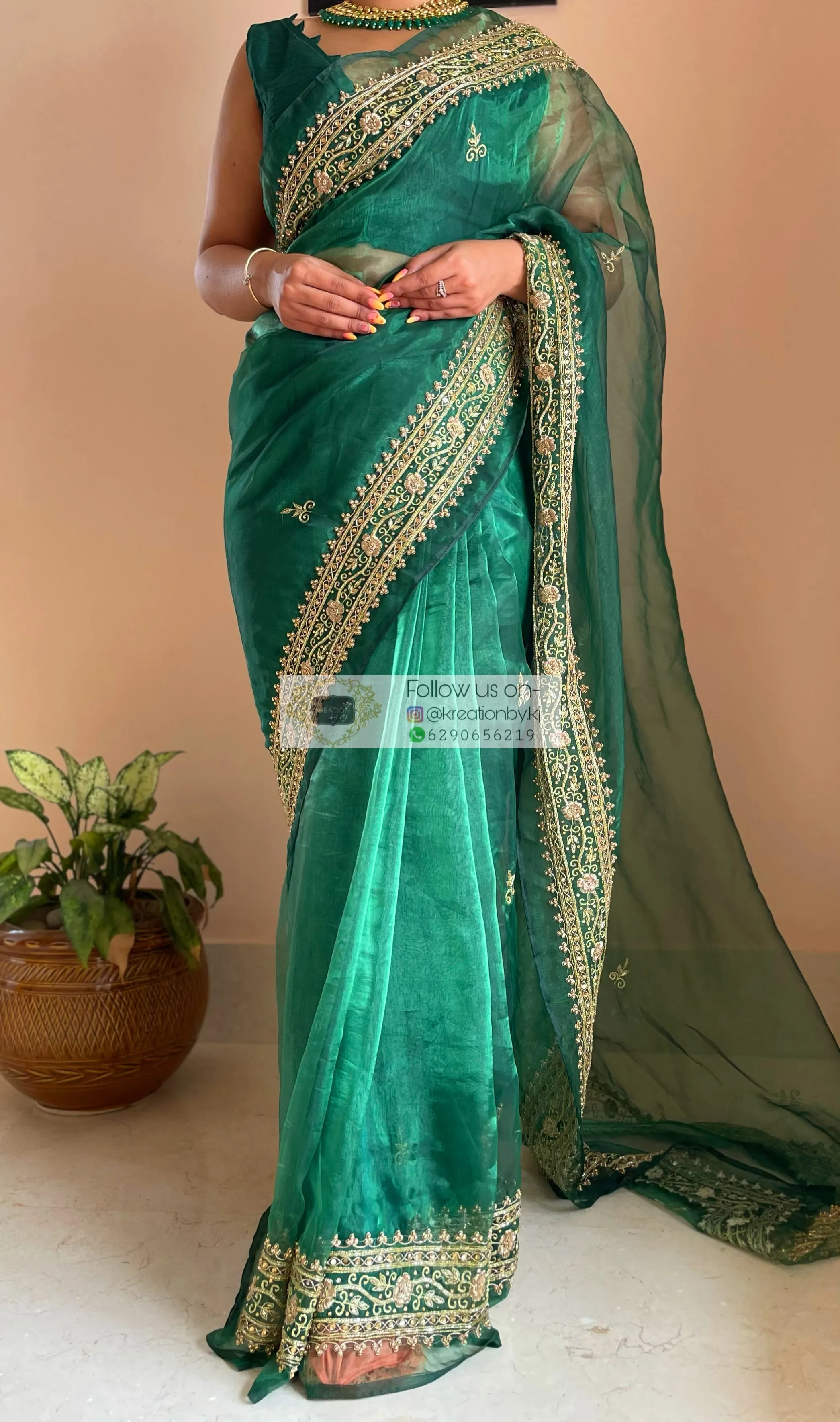 Forest Green Zarina Saree