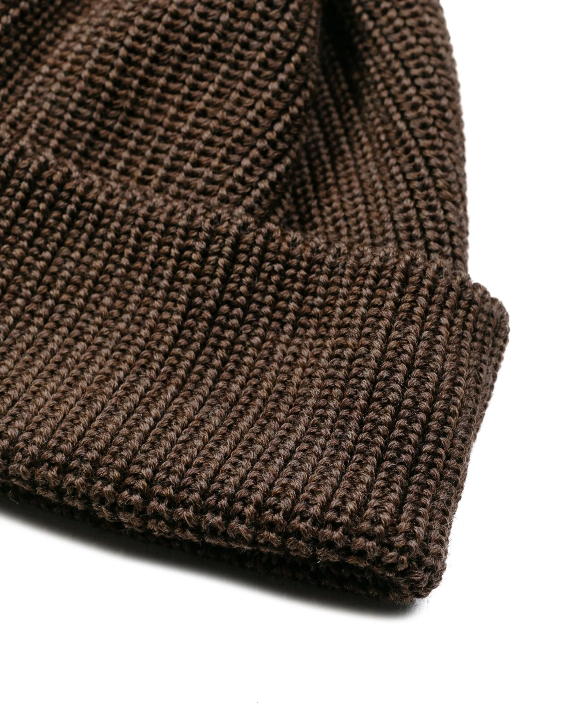 Found Feather Knit Watch Cap Merino Wool Brown