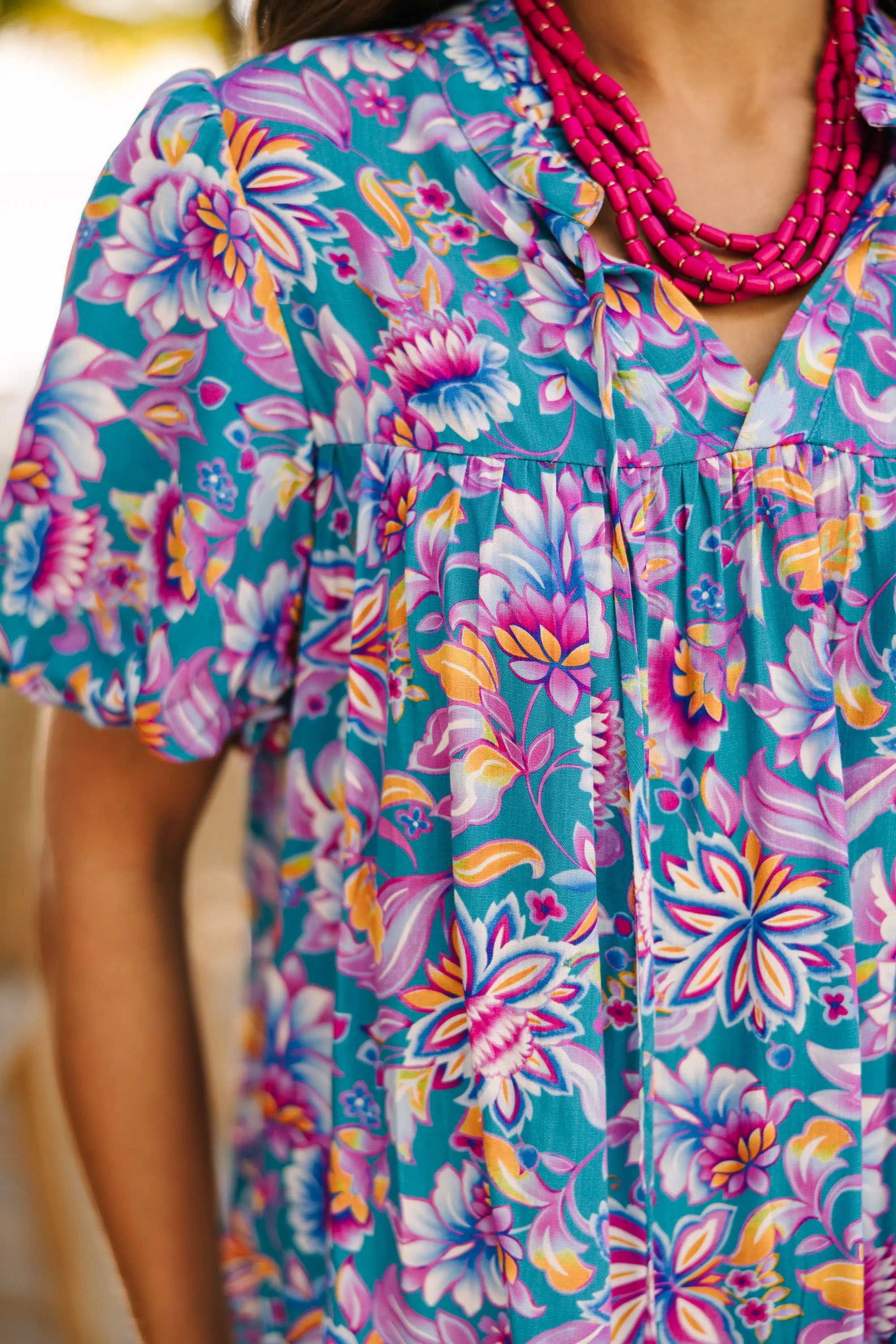 Get Going Blue Floral Blouse