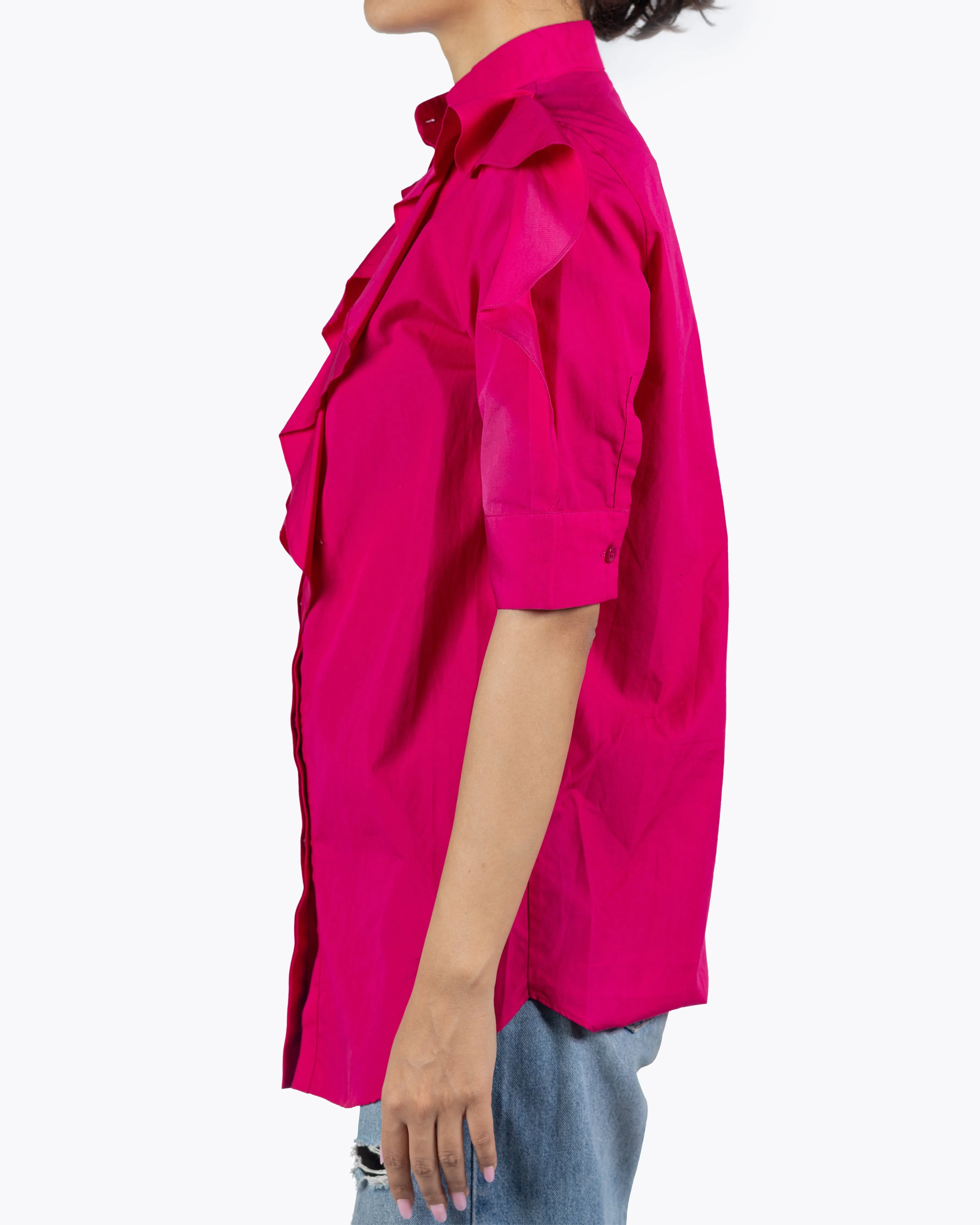 GIVENCHY HOT PINK RUFFLE BLOUSE