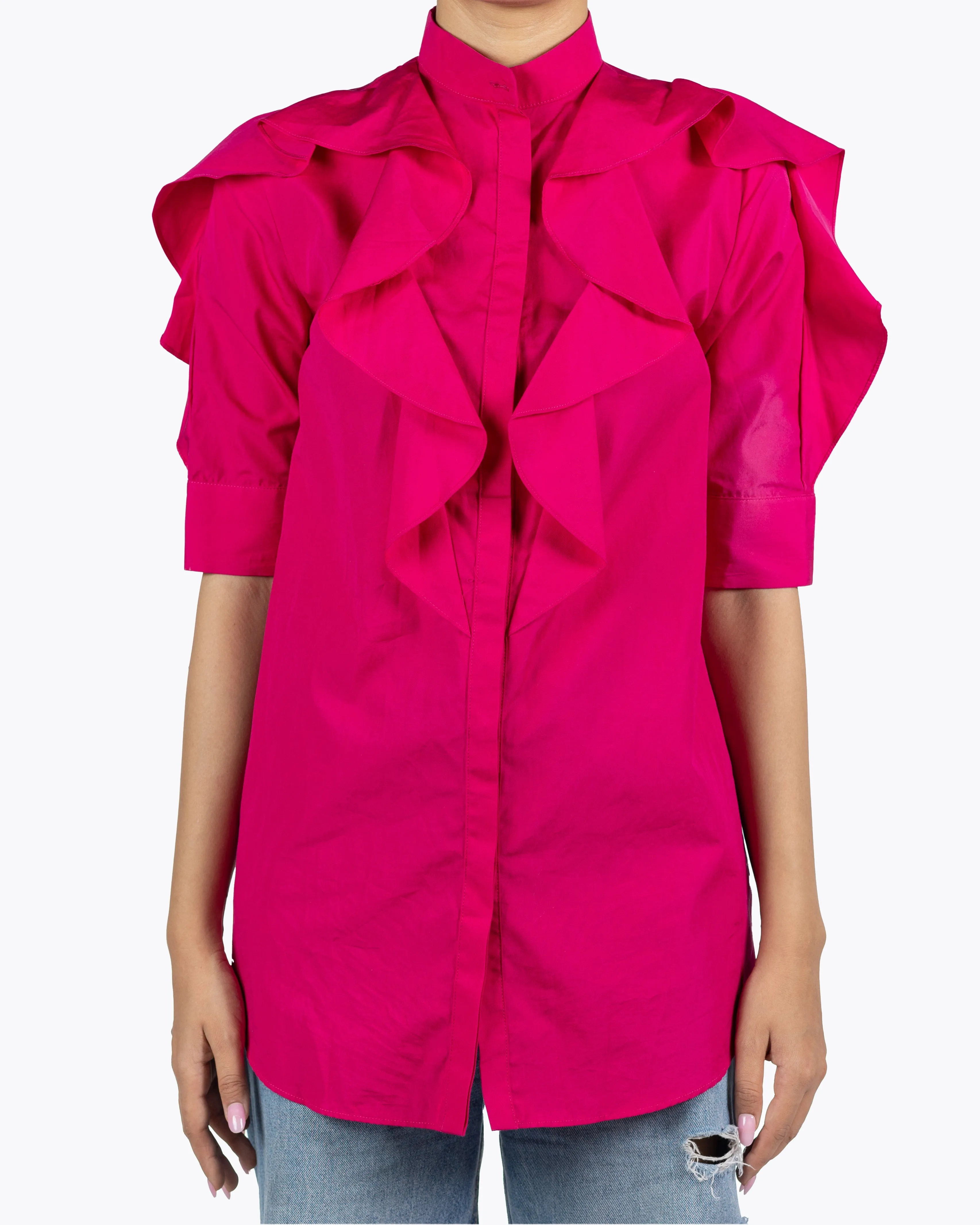 GIVENCHY HOT PINK RUFFLE BLOUSE