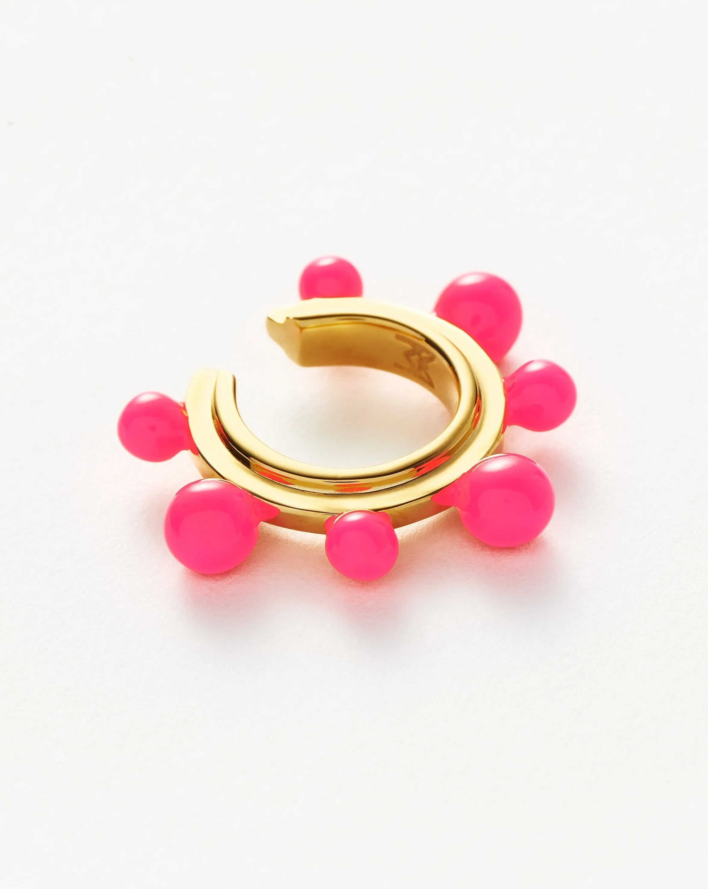 Good Vibes Neon Enamel Sphere Ear Cuff | 18ct Gold Plated/Hot Pink