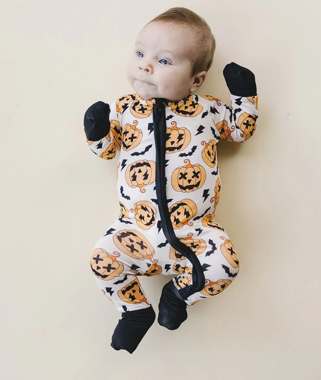 Halloween Bamboo Zip Romper | Black