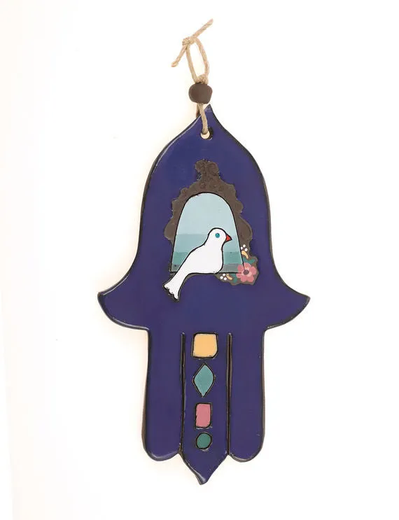 Hamsa peace dove Shalom Art Nurit Teva home gift protective hand evil eye