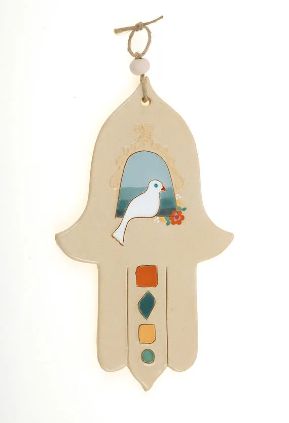 Hamsa peace dove Shalom Art Nurit Teva home gift protective hand evil eye