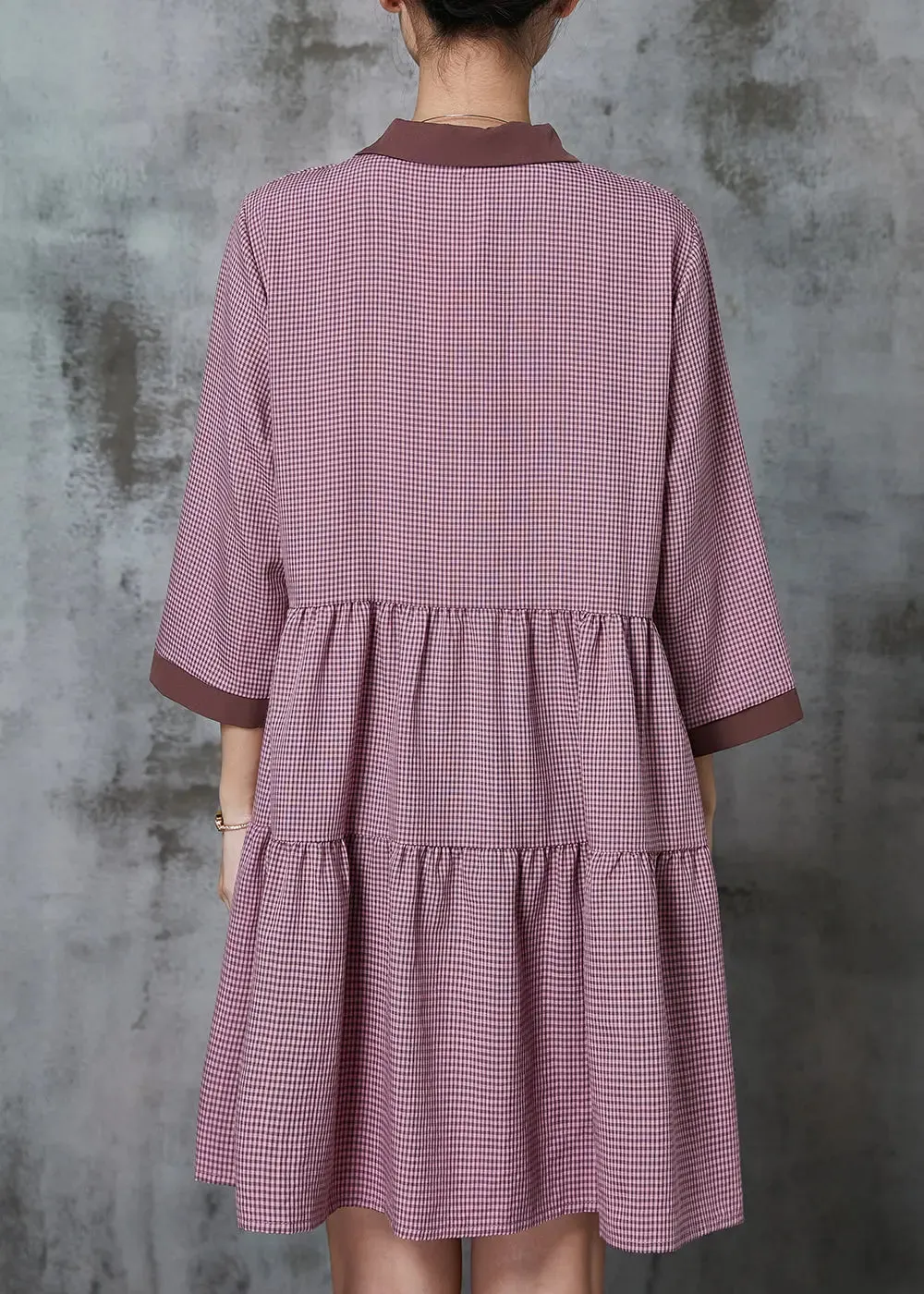 Handmade Red Peter Pan Collar Plaid Cotton Dresses Summer JK1008