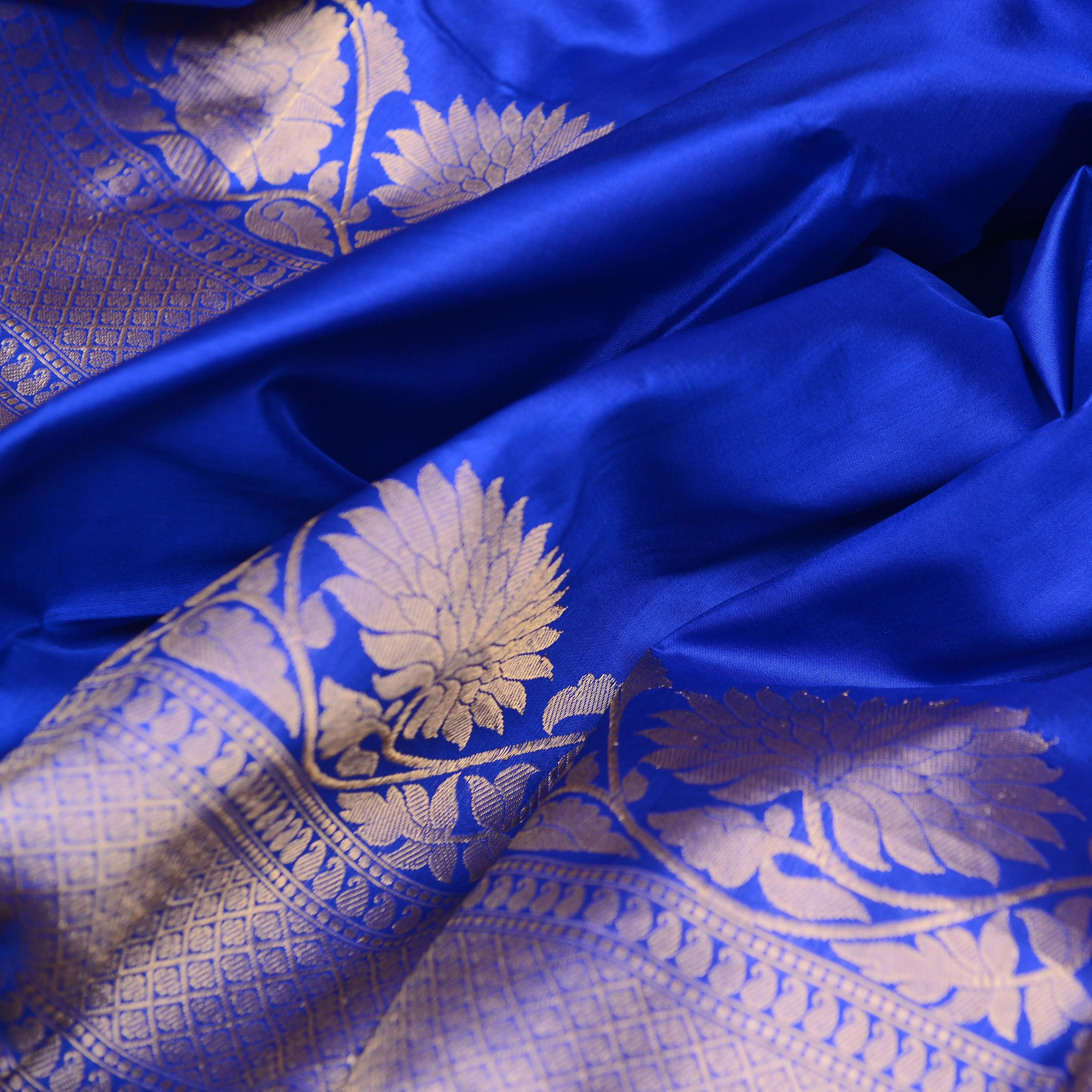 Handwoven Blue Banarasi Silk Saree - 72N004035DSJ