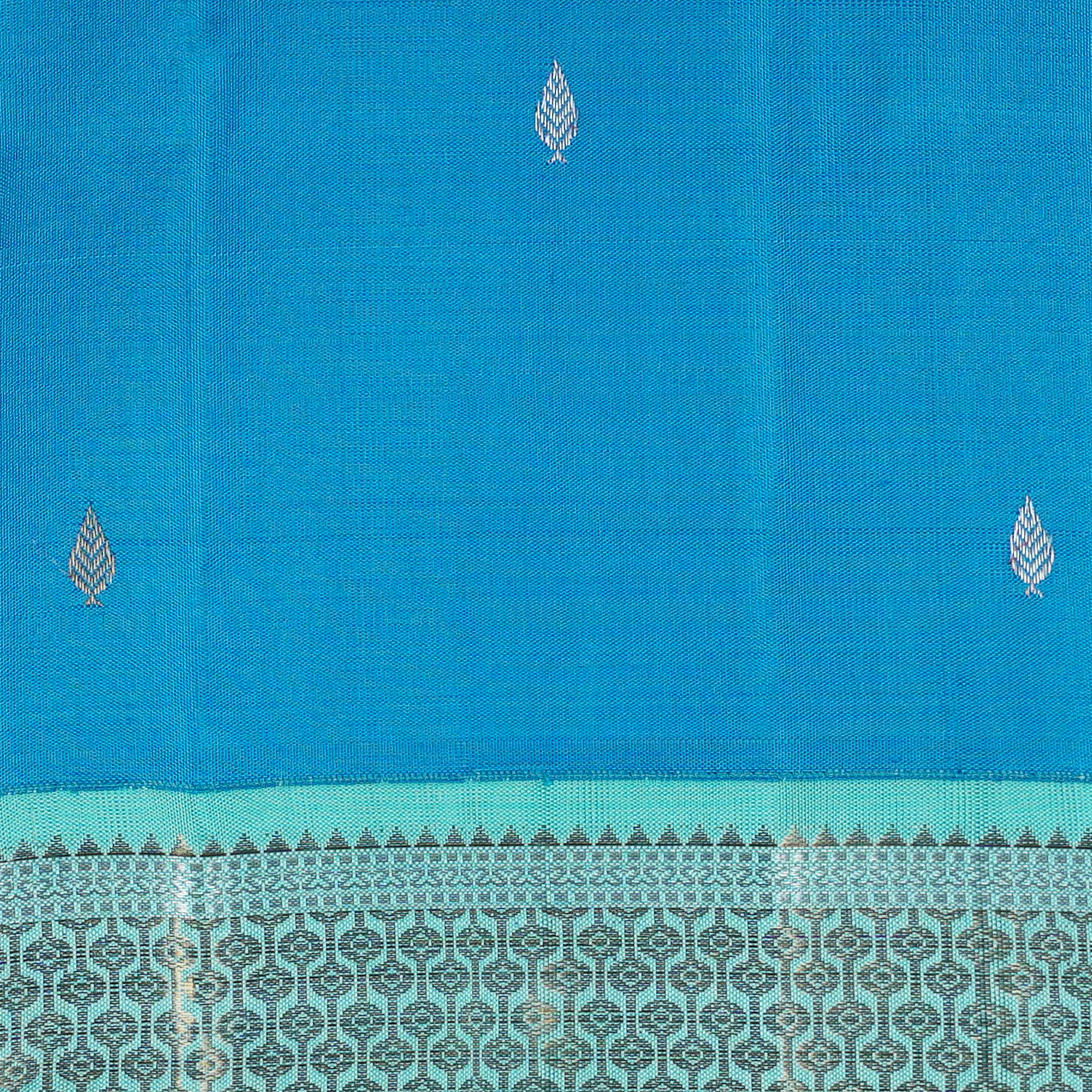 Handwoven Blue Kanjivaram Silk Saree - 1823T008332DSC