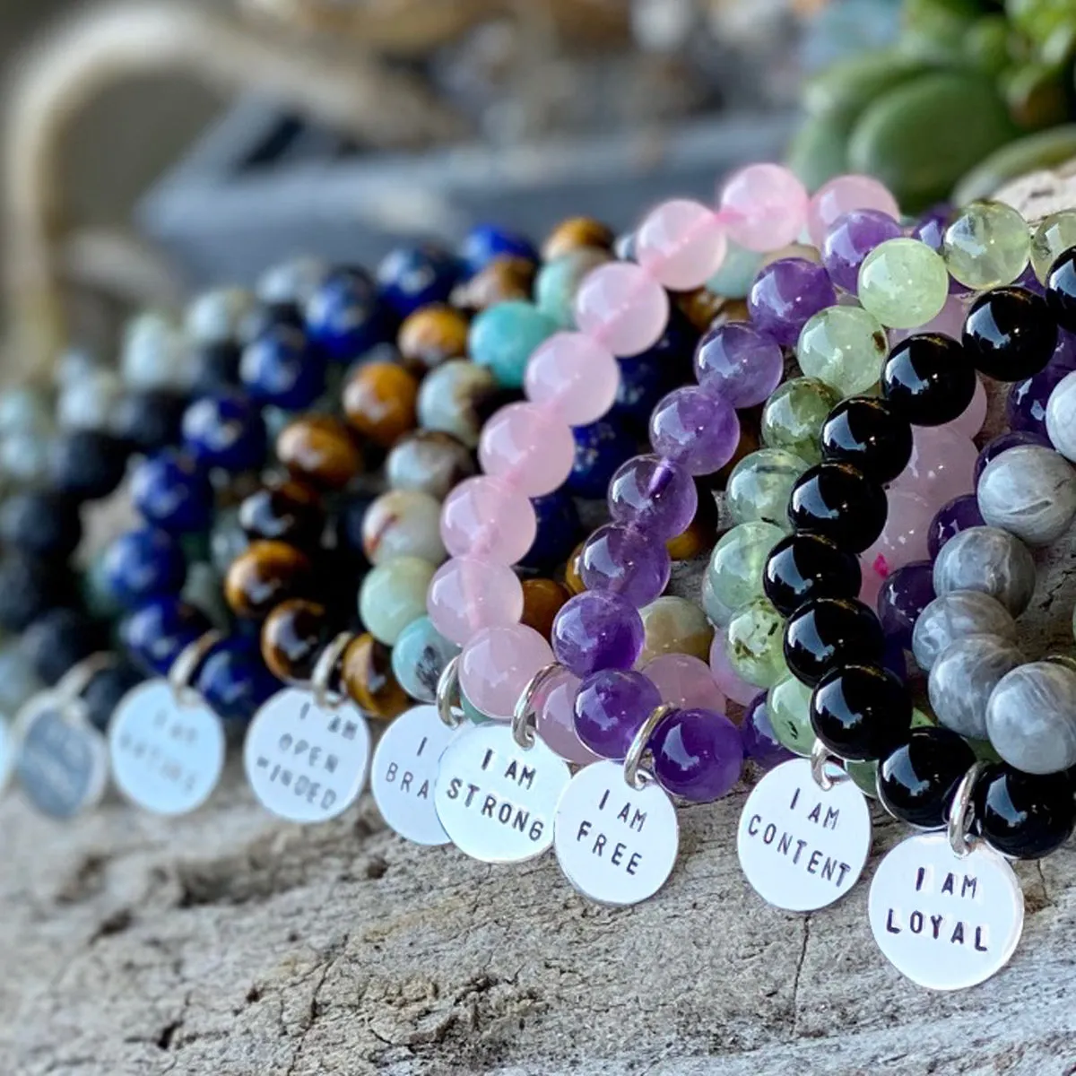 I am Calm Affirmation Bracelet with Lava Stone