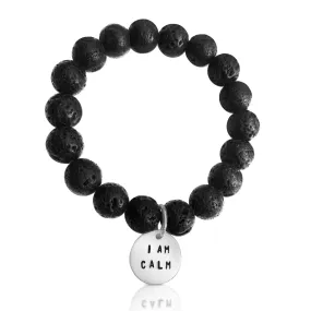 I am Calm Affirmation Bracelet with Lava Stone