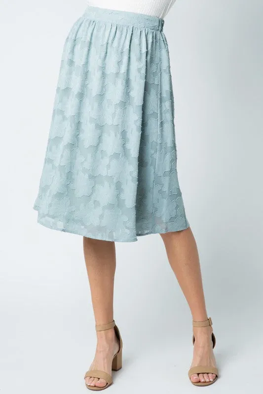 Iris Floral Skirt in Light Blue