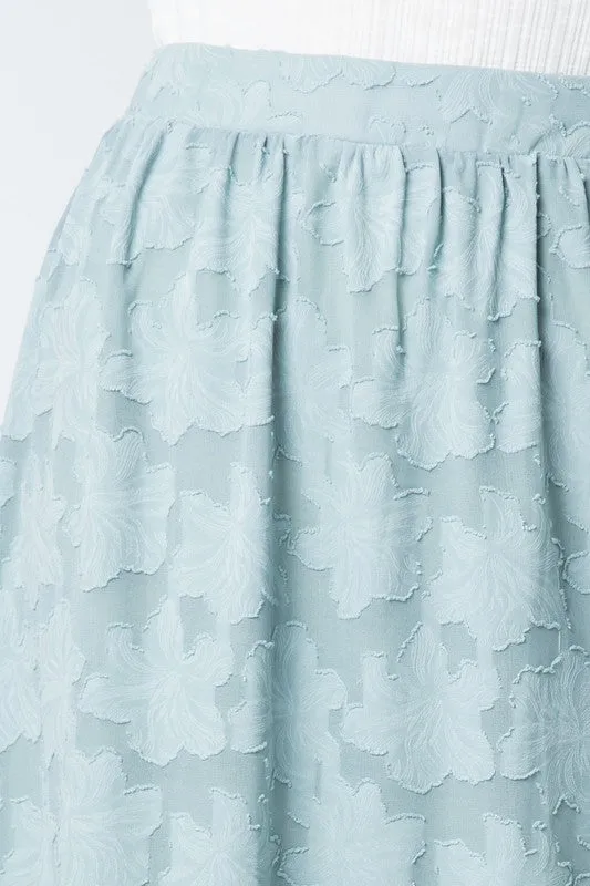 Iris Floral Skirt in Light Blue