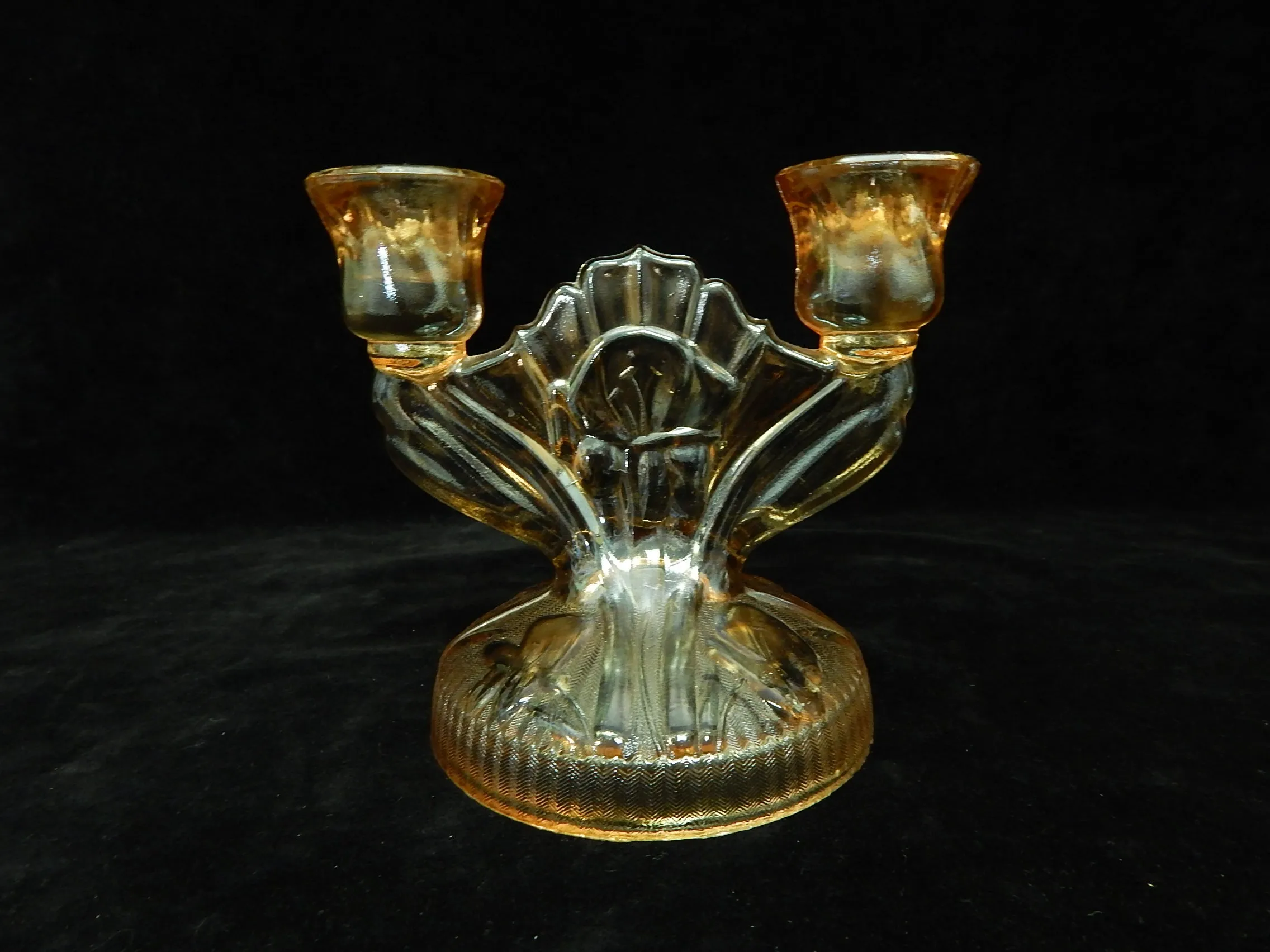 Jeanette Iridescent Carnival Glass Candle Holders - Set of 2