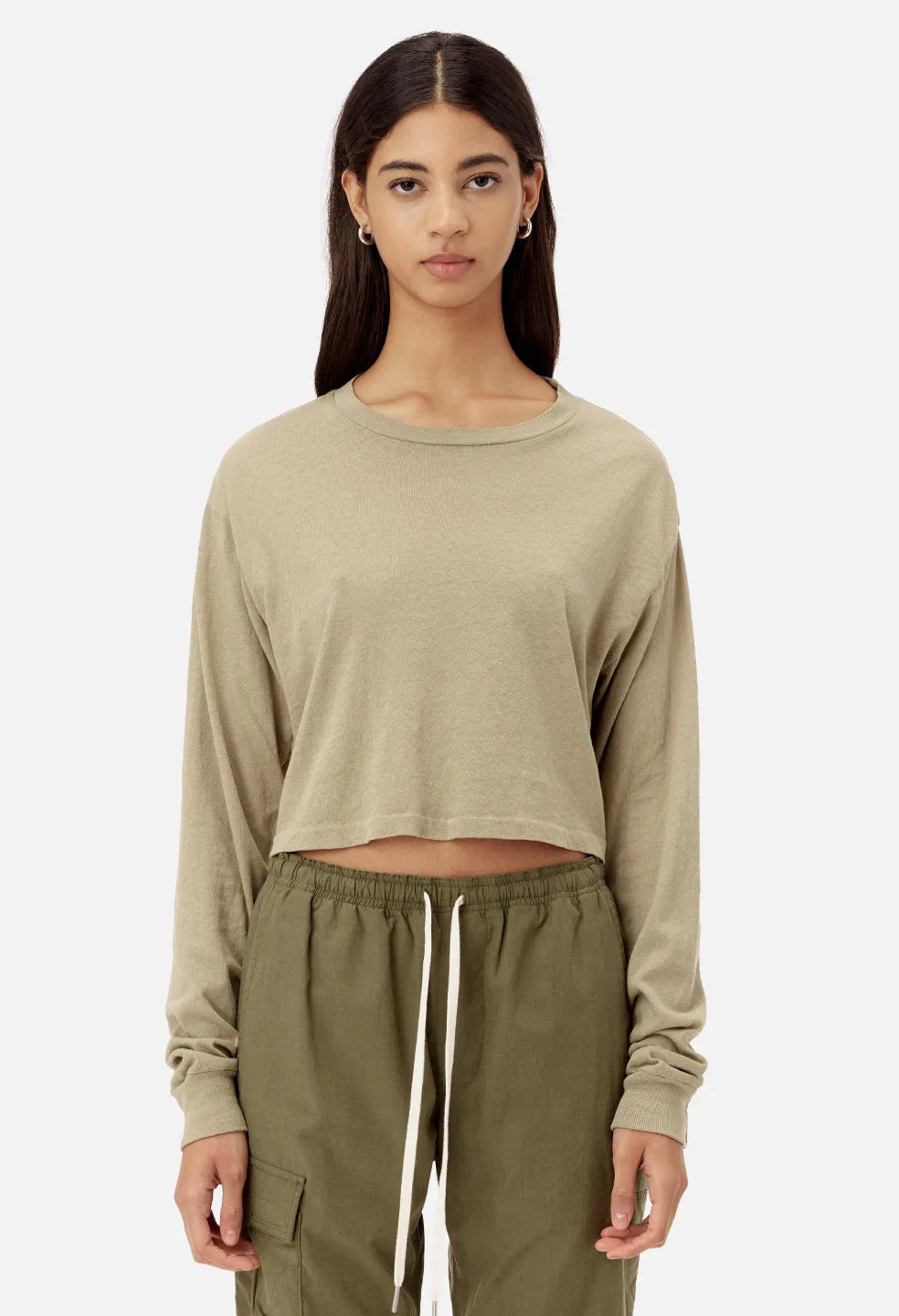 Jersey LS Cropped Tee / Sand