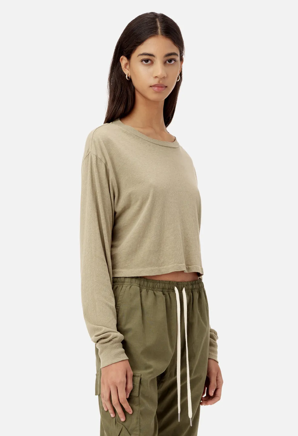 Jersey LS Cropped Tee / Sand