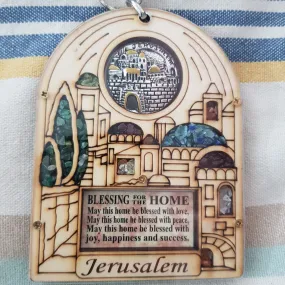 Jerusalem Hamsa for home. Unique Home Blessing Israeli Jewish Gift 13cm x 9cm