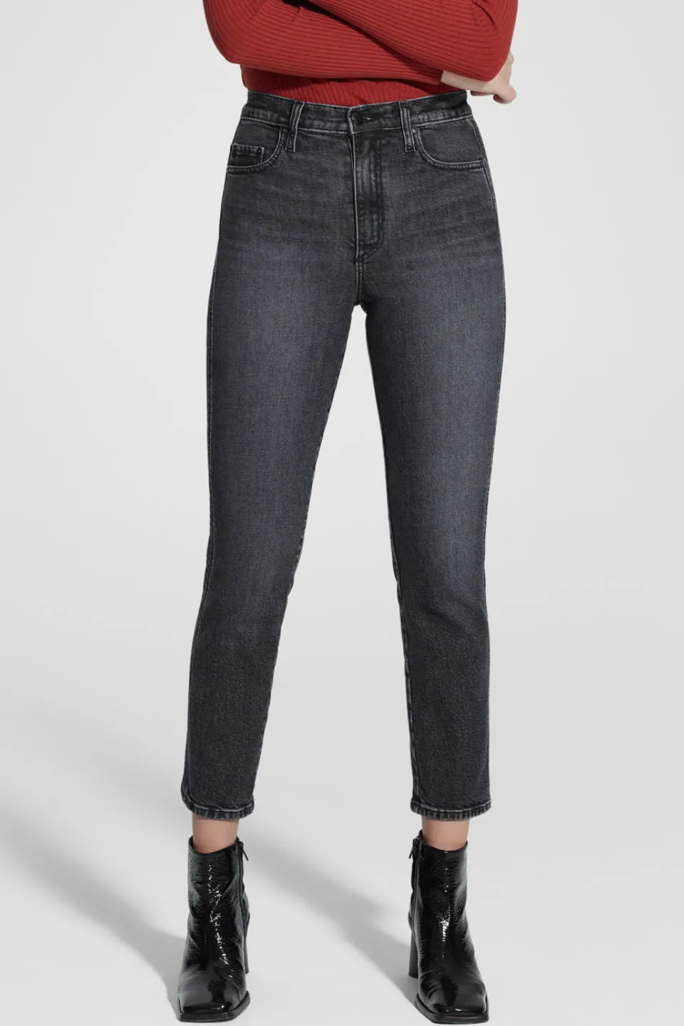 Kennedy High Straight Leg Side Stitch Dynamo Black Denim Jean