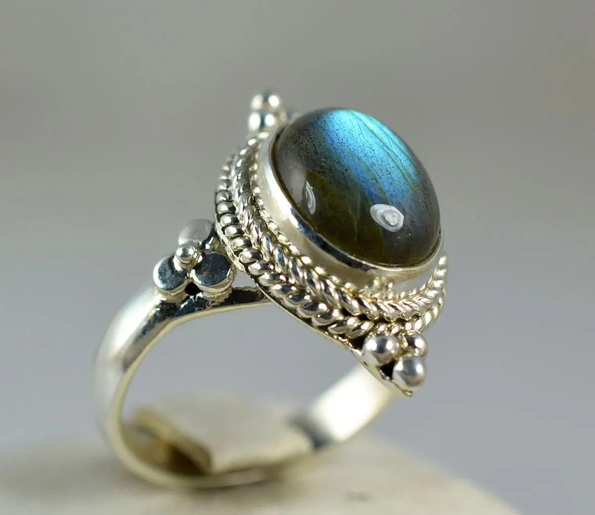 Labradorite 925 Solid Sterling Silver Handmade Ring Size 3 - 13 US