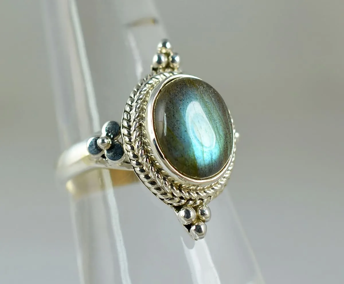 Labradorite 925 Solid Sterling Silver Handmade Ring Size 3 - 13 US