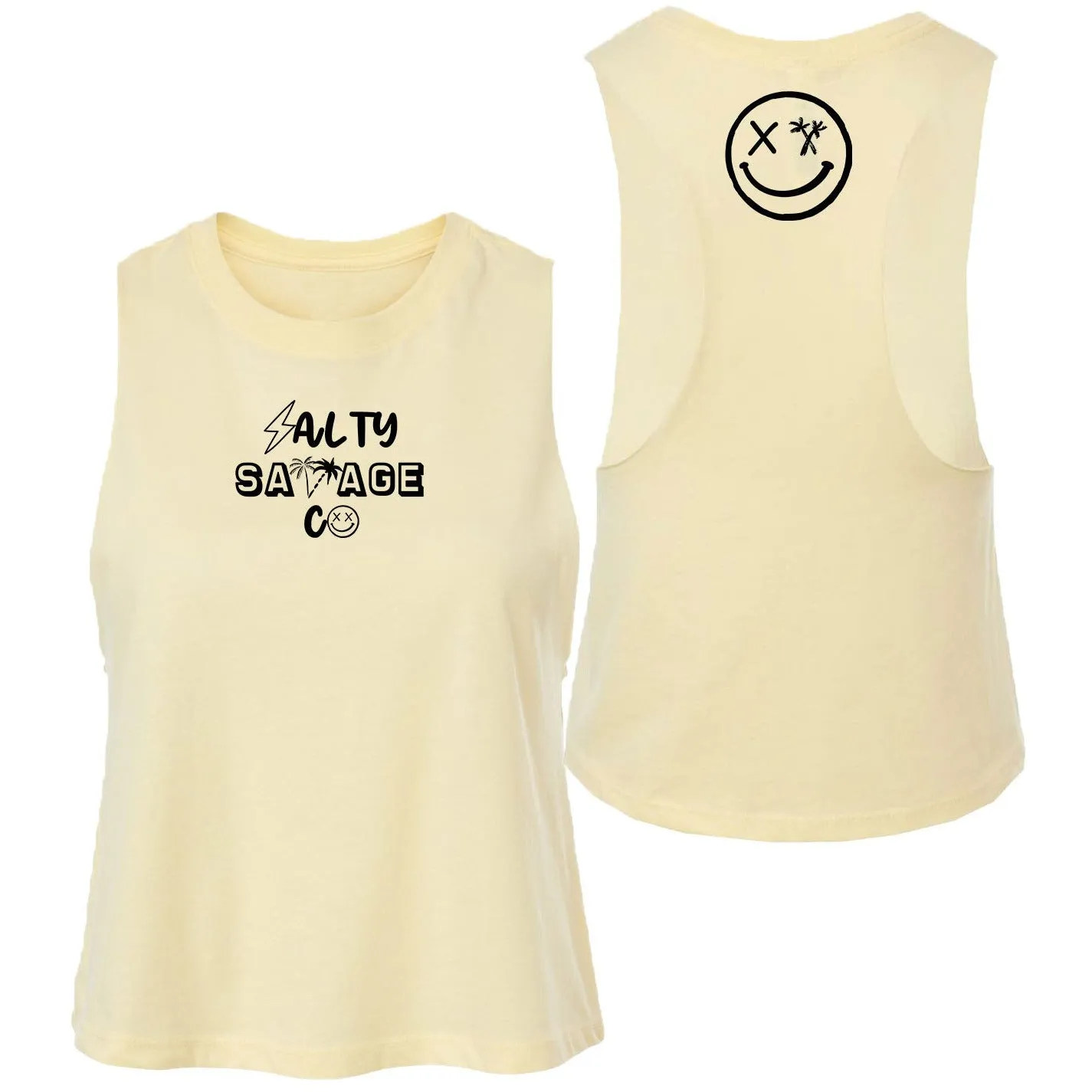 Ladies "Salty Savage 90's Logo" Flowy Crop Tank | Micro