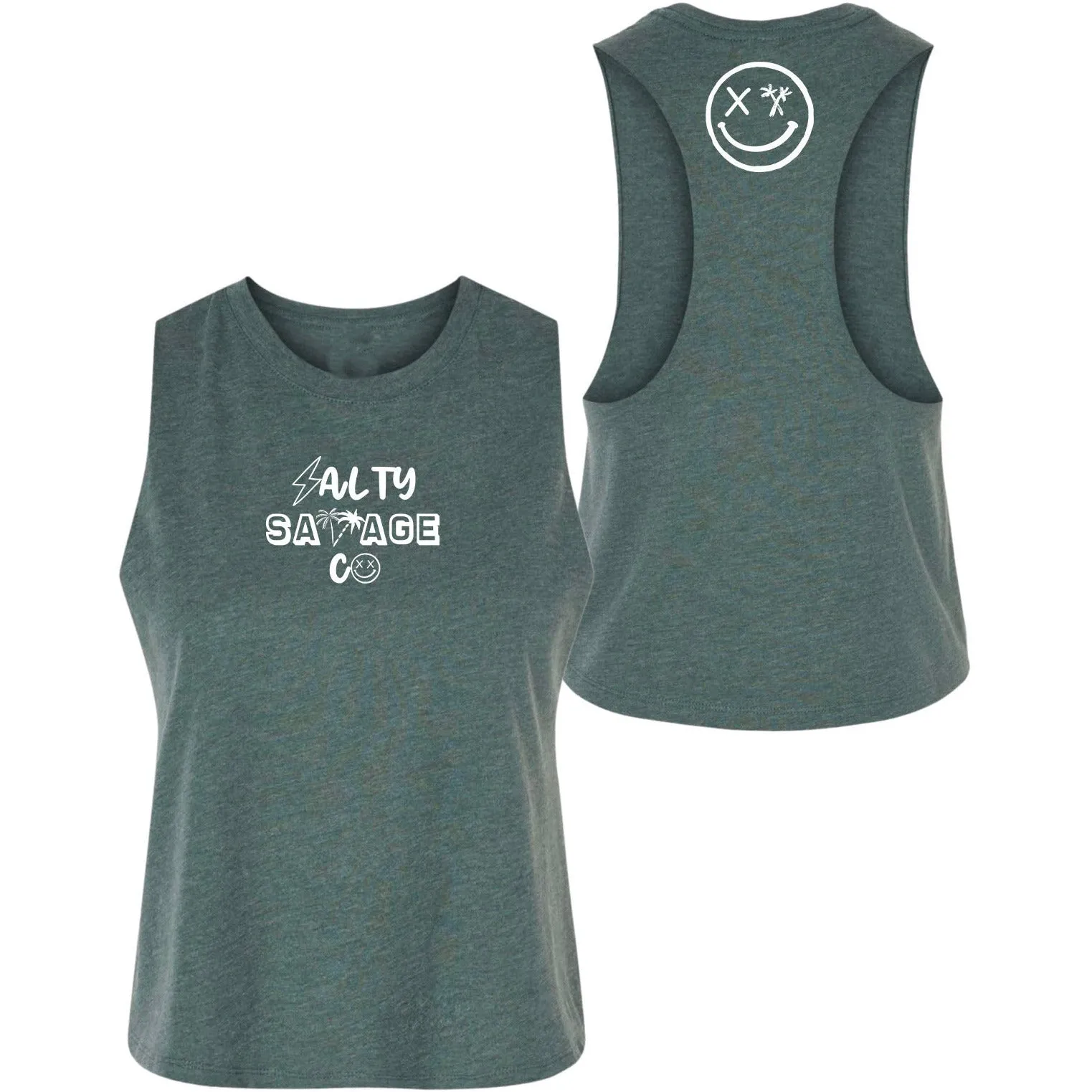 Ladies "Salty Savage 90's Logo" Flowy Crop Tank | Micro