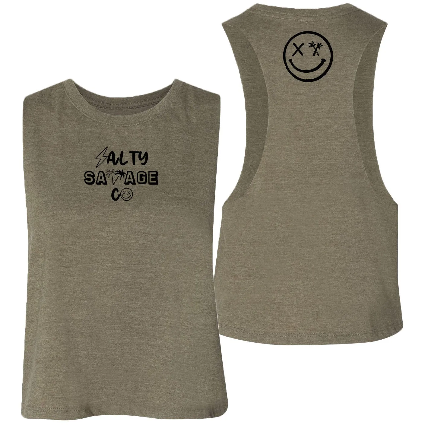 Ladies "Salty Savage 90's Logo" Flowy Crop Tank | Micro